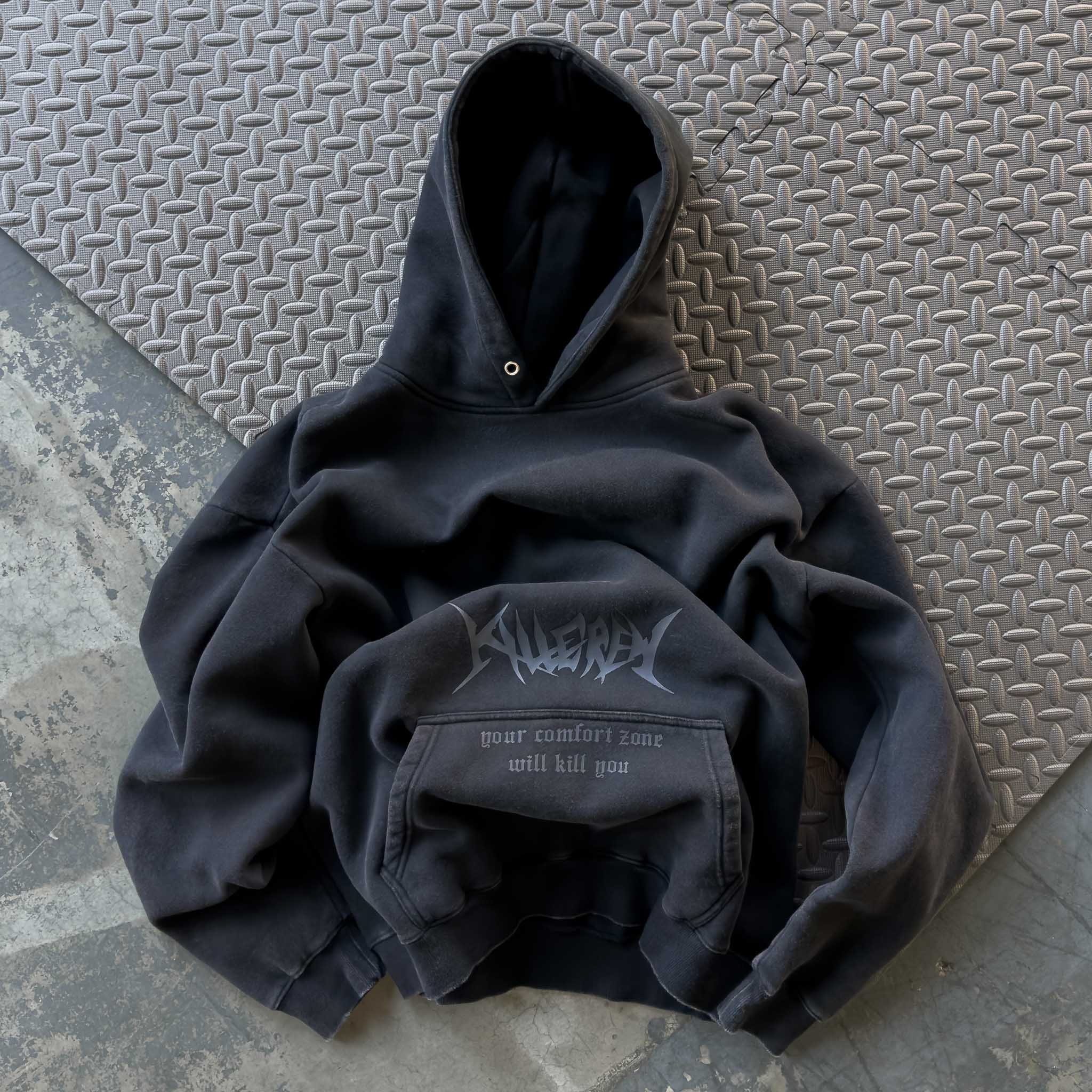 OVERSIZED LUX "COMFORT ZONE" HOODIE - BLACKOUT - Image 3