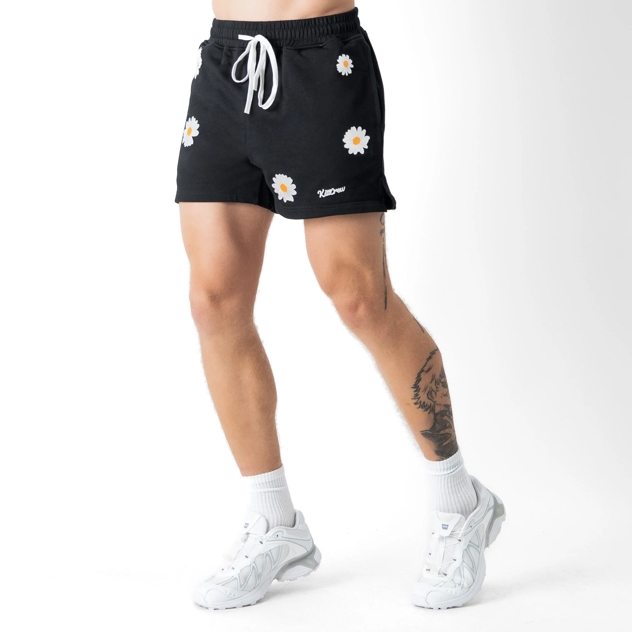 COTTON SHORTS (MID THIGH CUT) DAISY - BLACK - Image 3