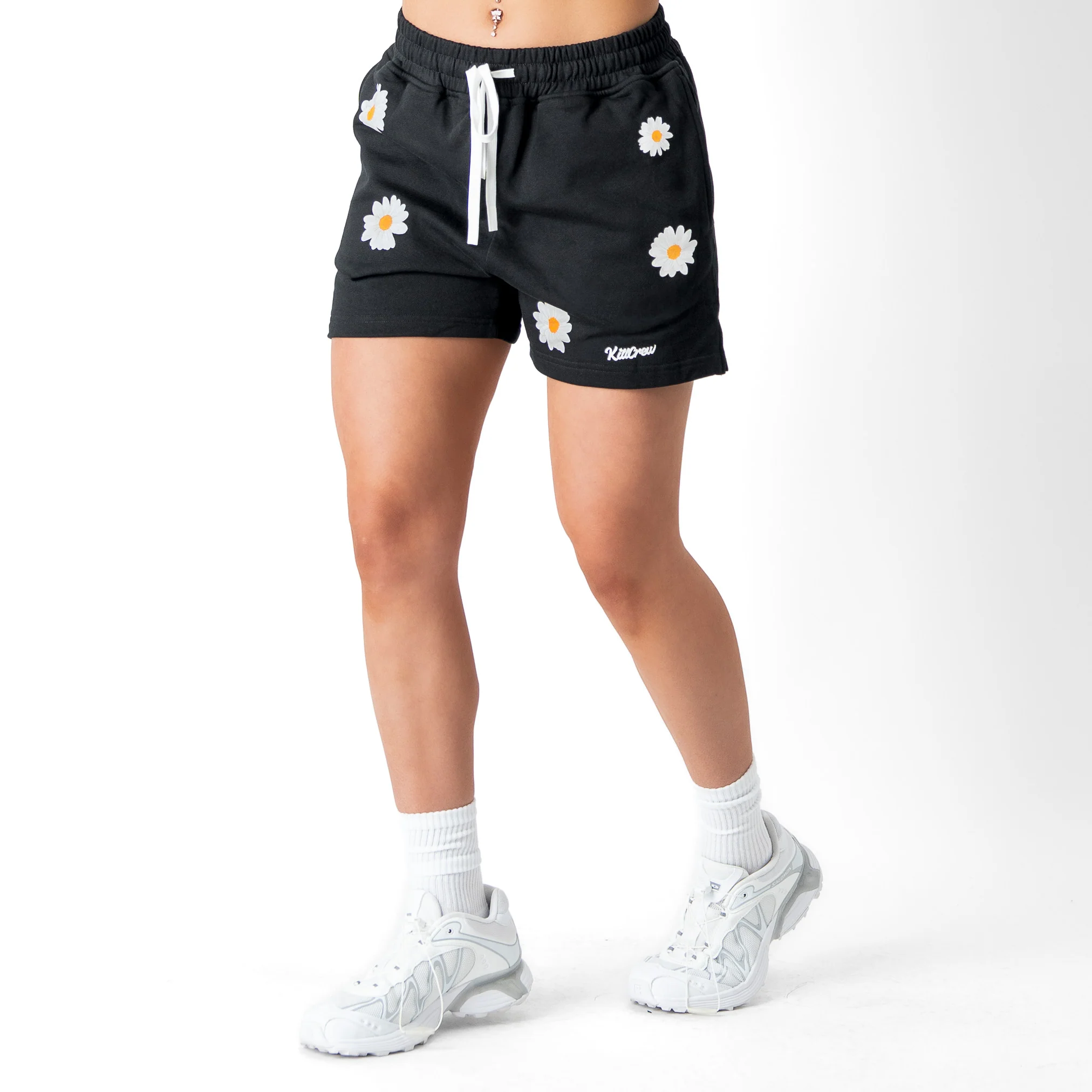 COTTON SHORTS (MID THIGH CUT) DAISY - BLACK - Image 5