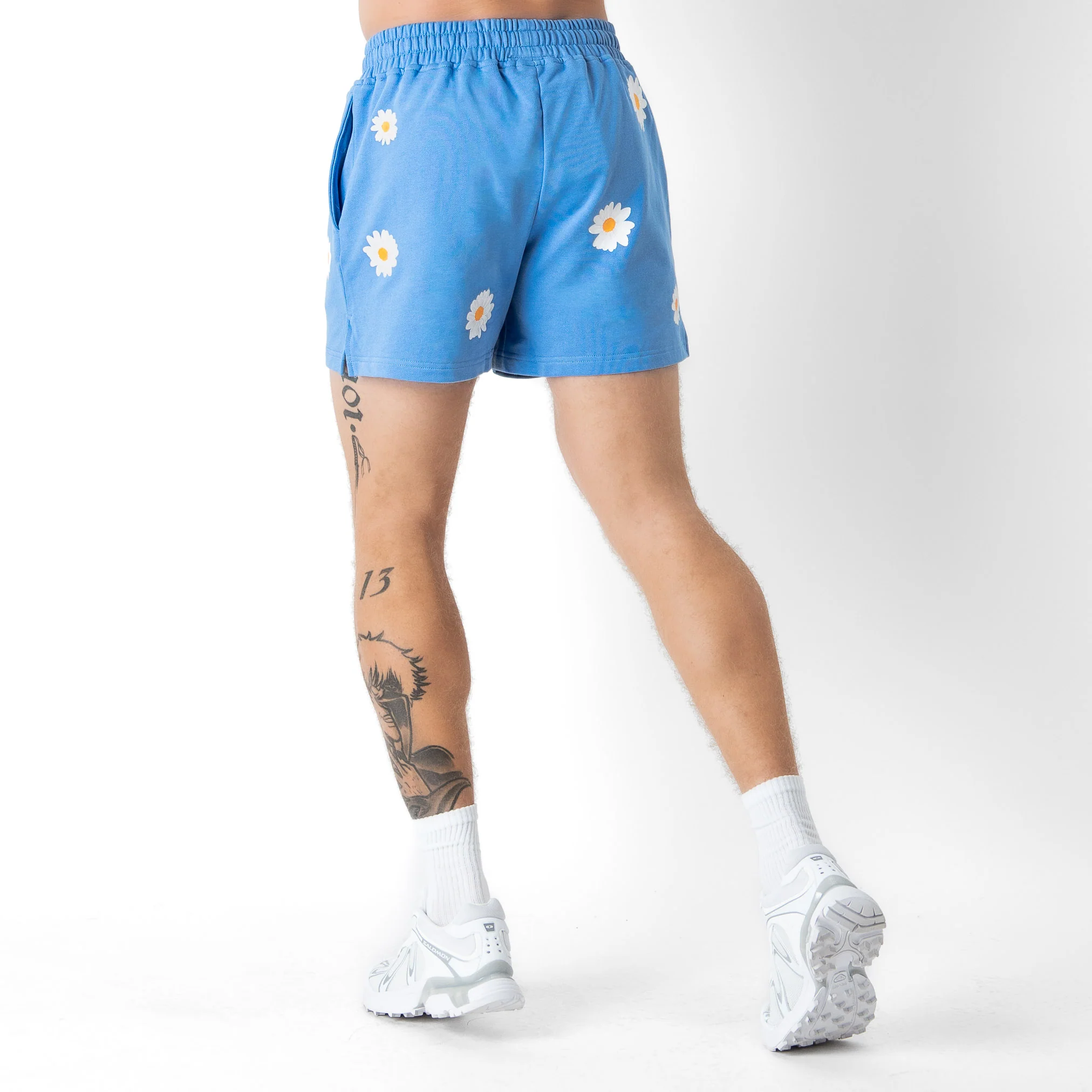 COTTON SHORTS (MID THIGH CUT) DAISY - BLUE - Image 4