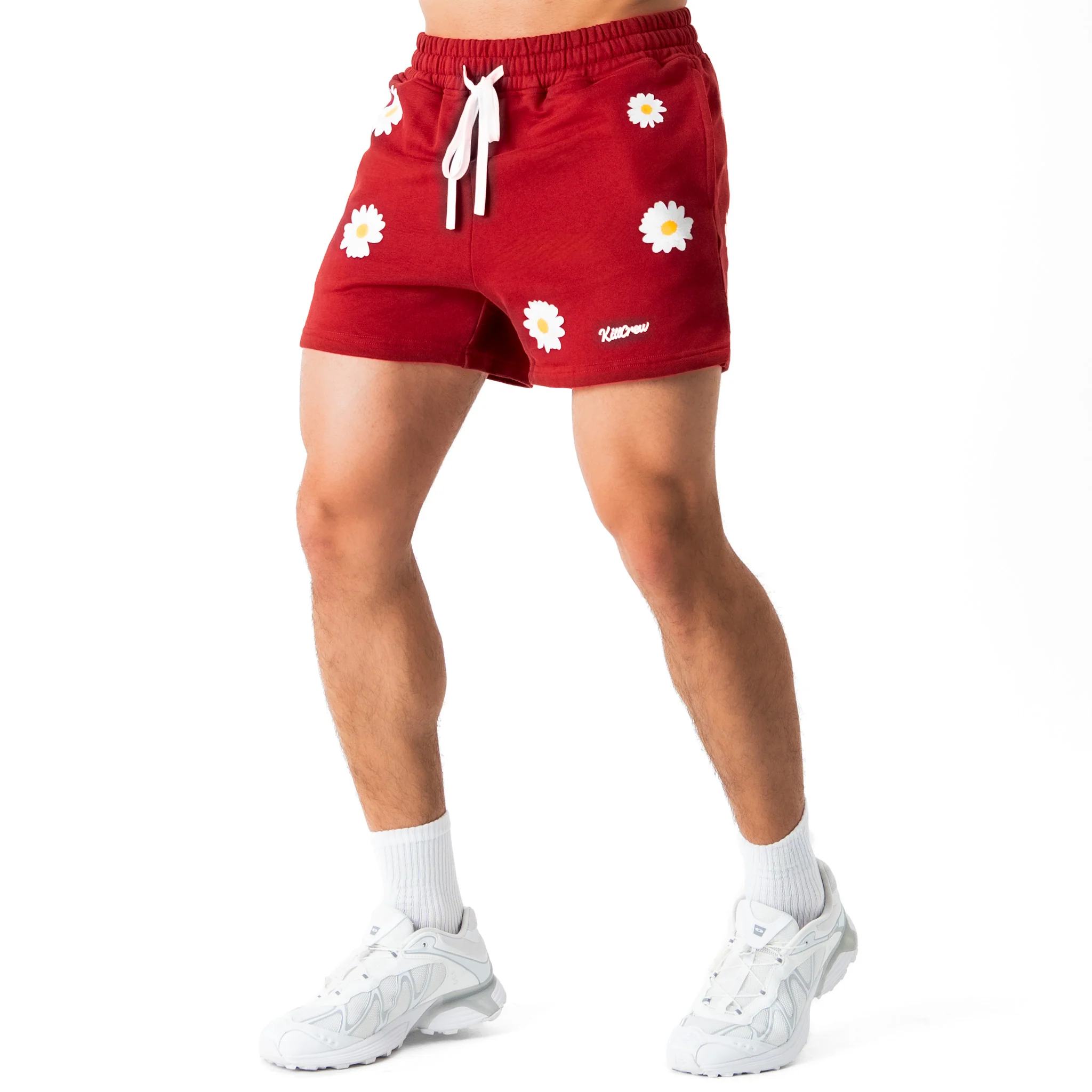 COTTON SHORTS (MID THIGH CUT) DAISY - MAROON - Image 3