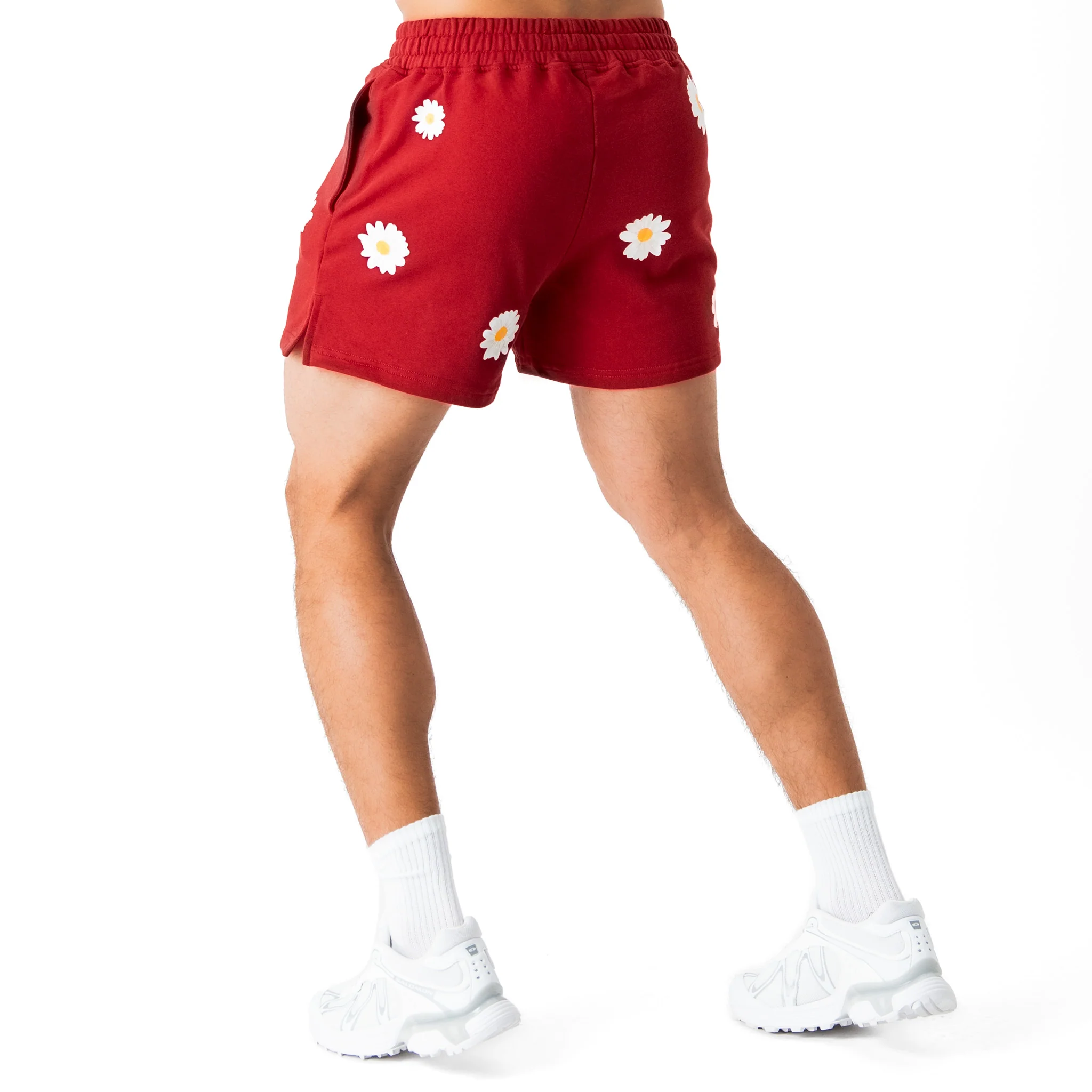 COTTON SHORTS (MID THIGH CUT) DAISY - MAROON - Image 4