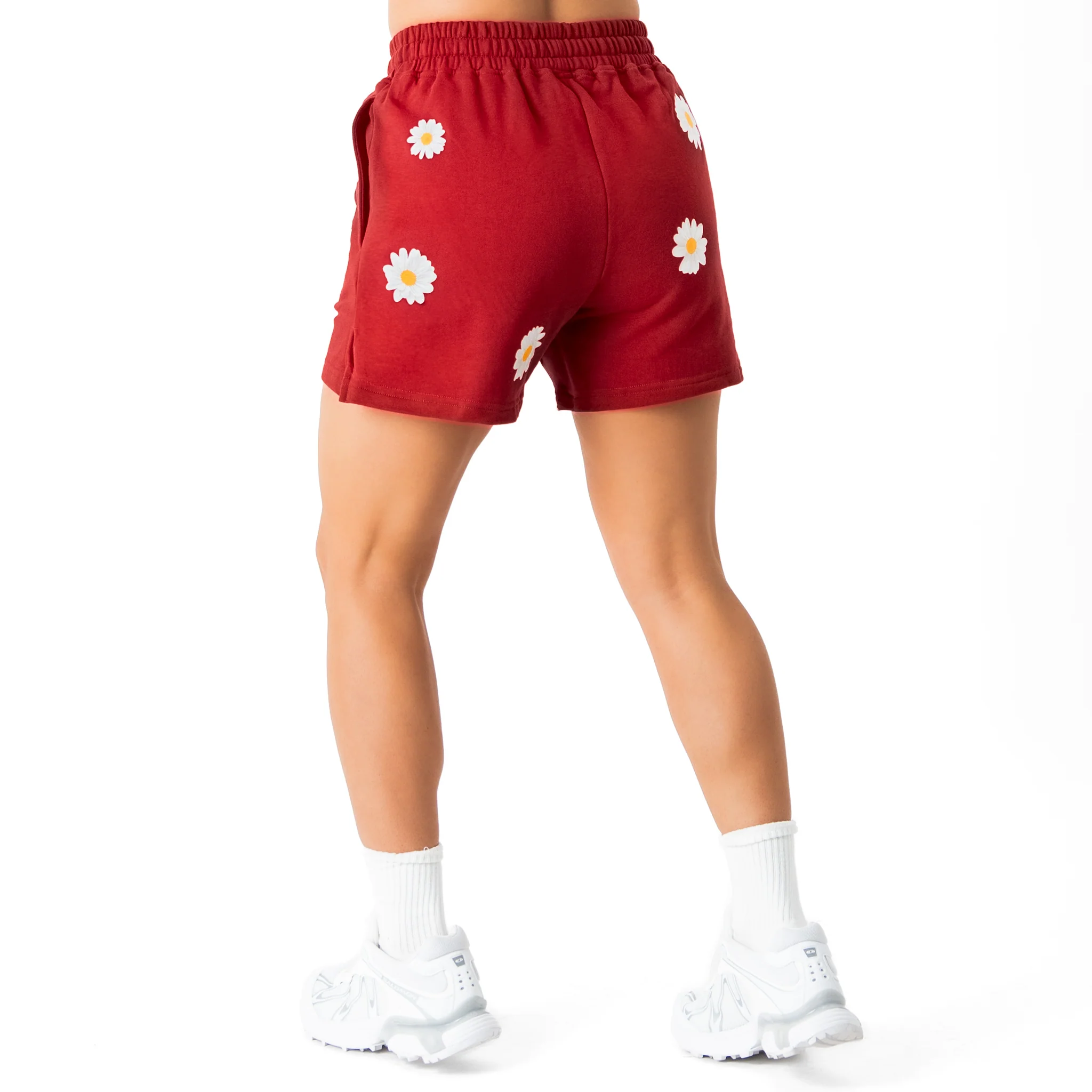 COTTON SHORTS (MID THIGH CUT) DAISY - MAROON - Image 6