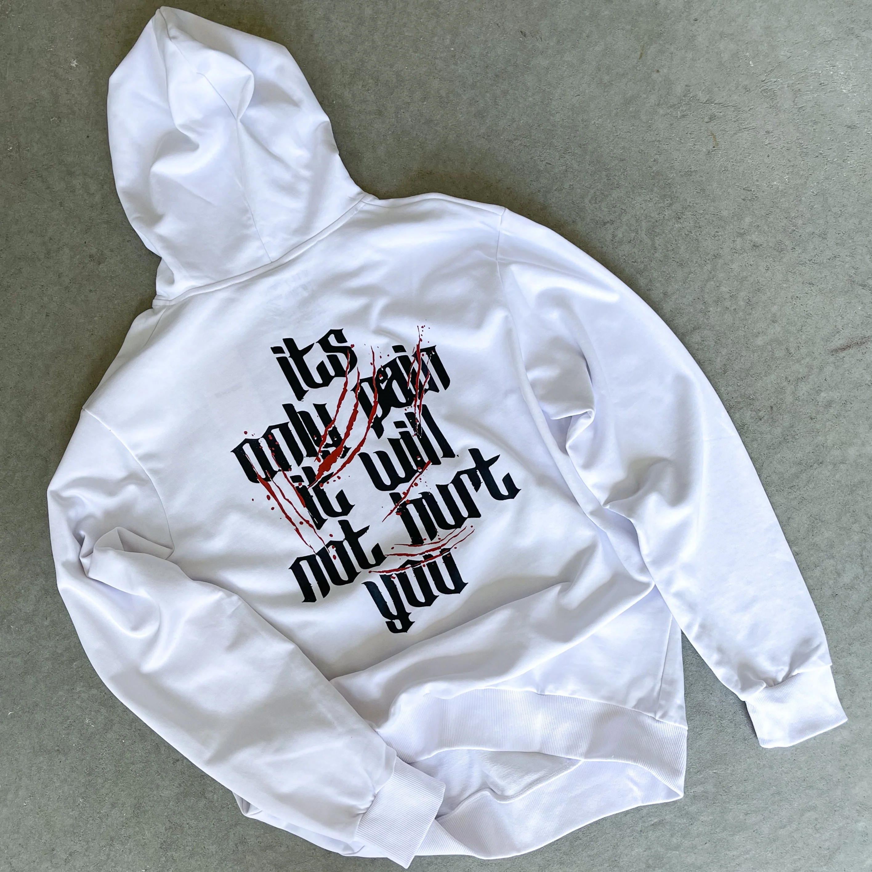 IT'S ONLY PAIN HOODIE - WHITE - Image 3