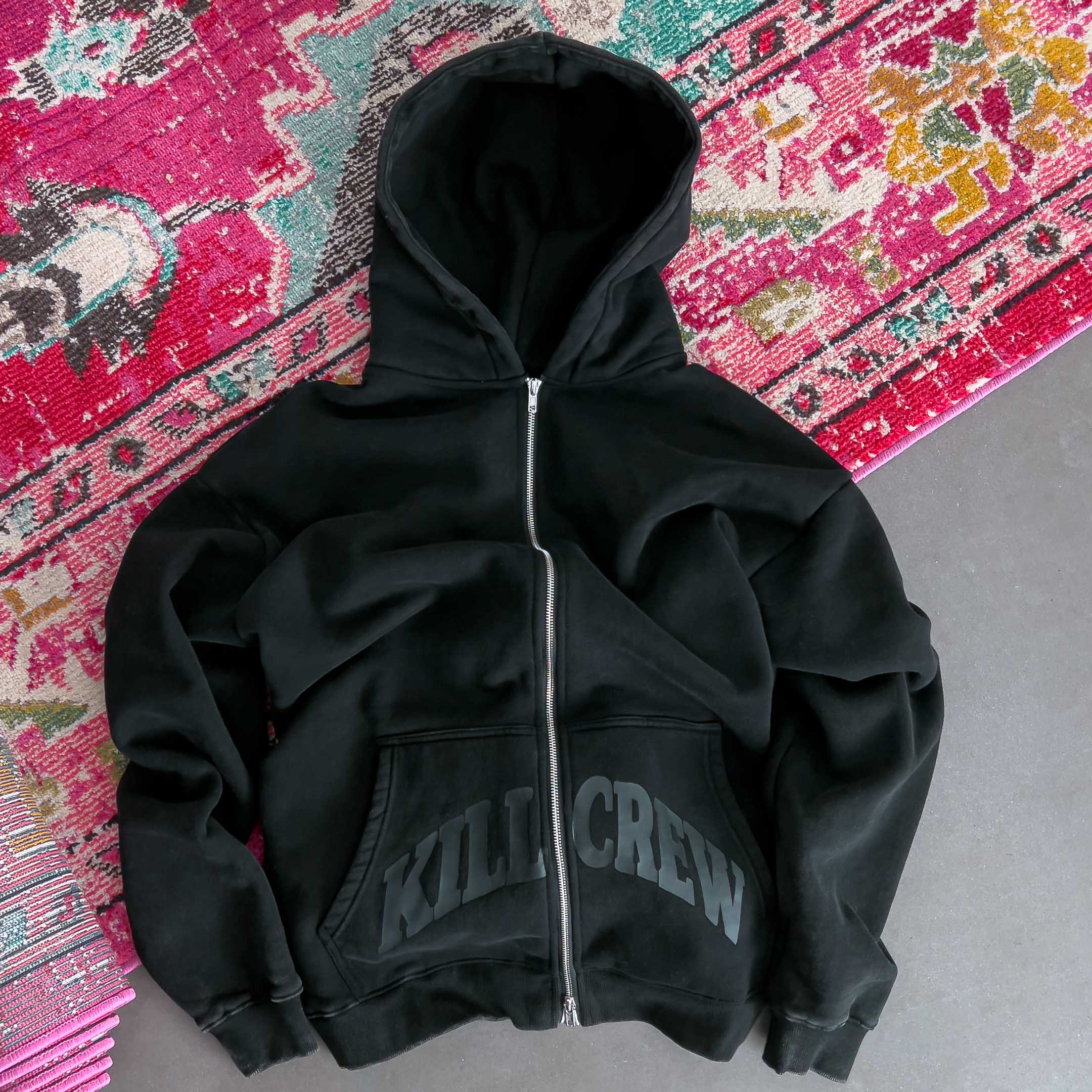 OVERSIZED LUX KILL CREW ZIP UP - BLACKOUT - Image 3