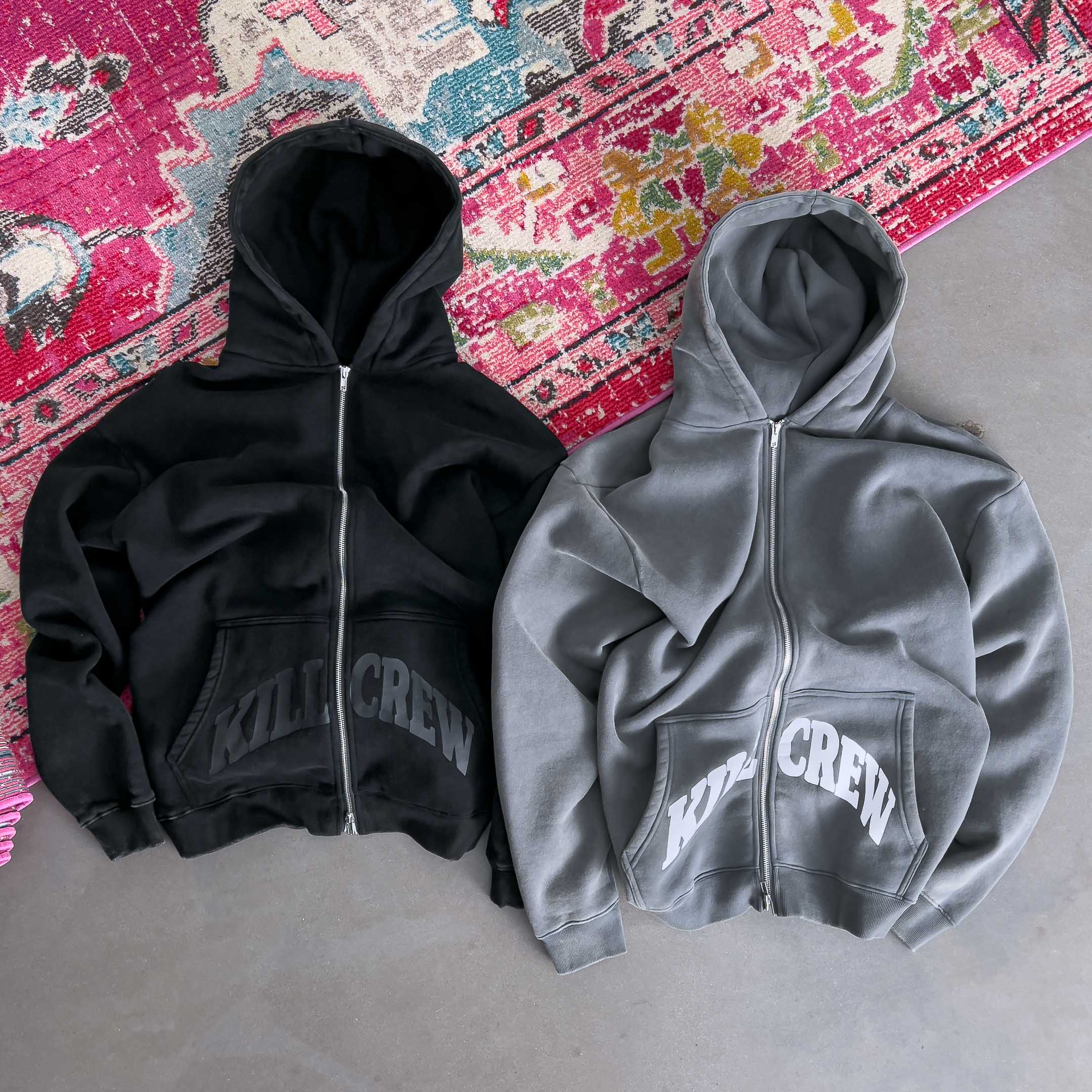 OVERSIZED LUX KILL CREW ZIP UP - BLACKOUT - Image 4