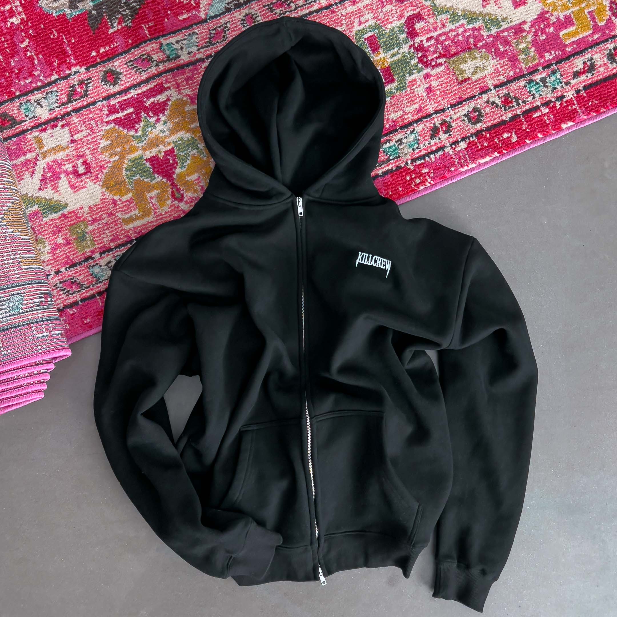 OVERSIZED LUX "SIMPLE" ZIP UP - BLACK - Image 3