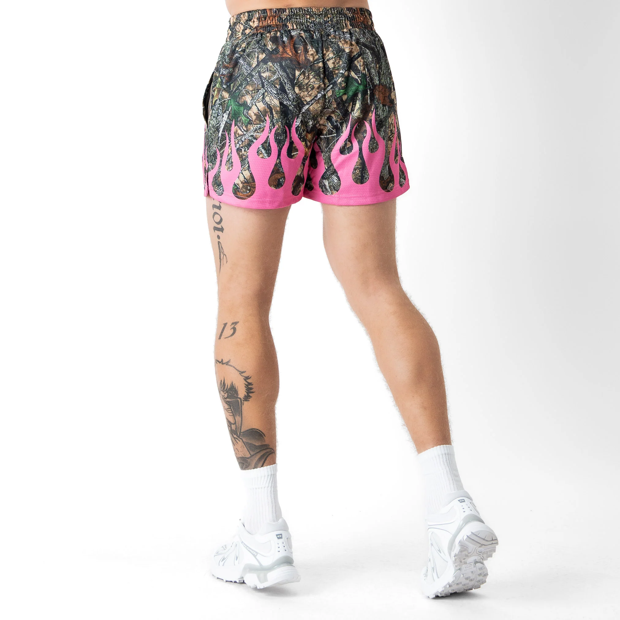 MUAY THAI SHORTS (MID THIGH CUT) WILDFIRE - PINK - Image 4