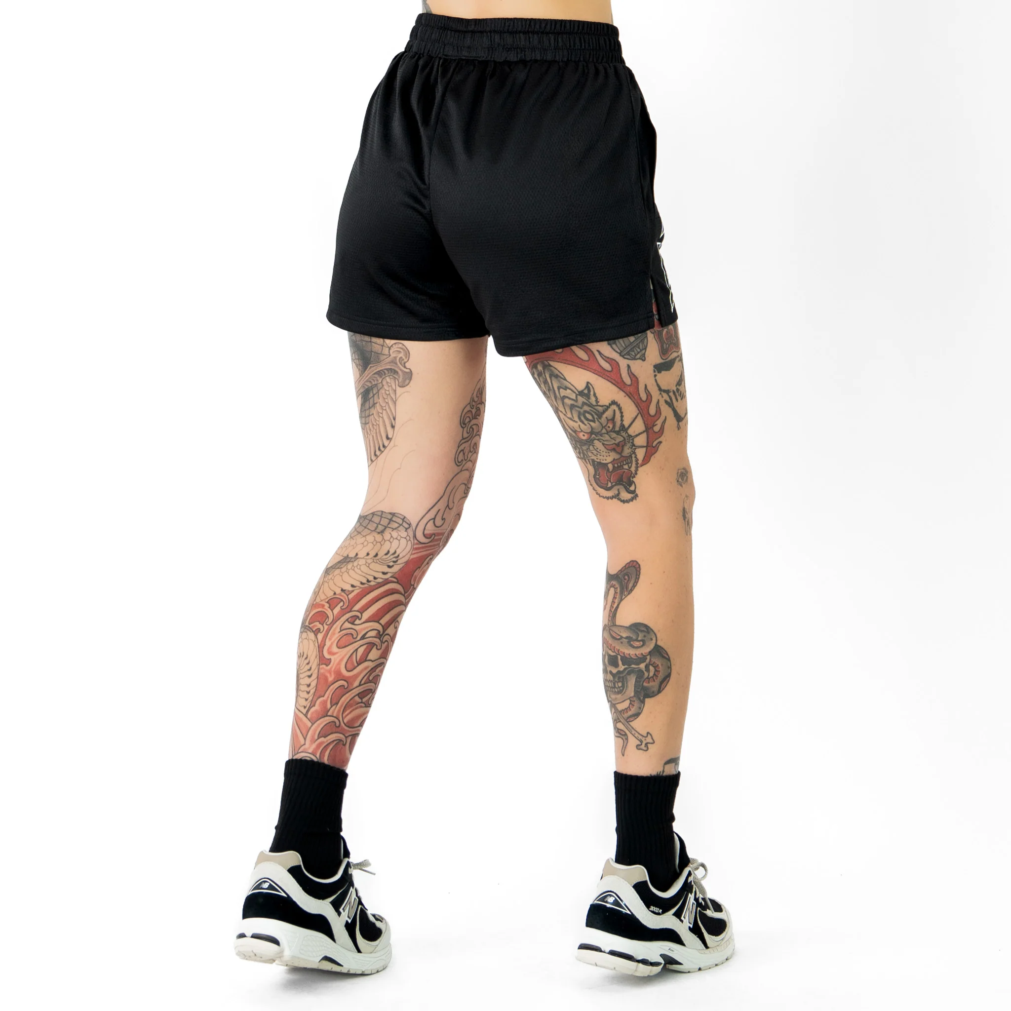 MUAY THAI SHORTS (MID THIGH CUT) - BLACK - Image 6