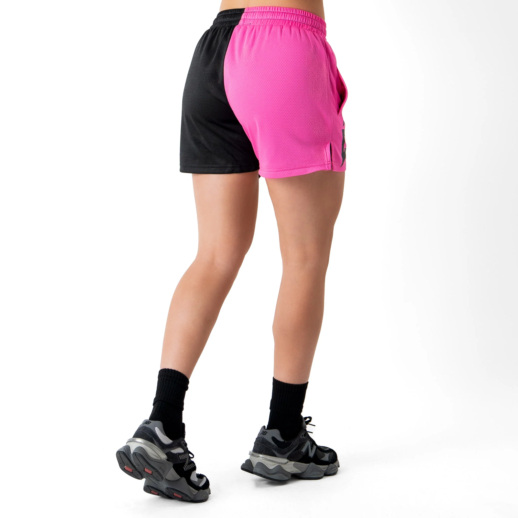 MUAY THAI SHORTS (MID THIGH CUT) 2 TONE - BLACK / PINK - Image 6