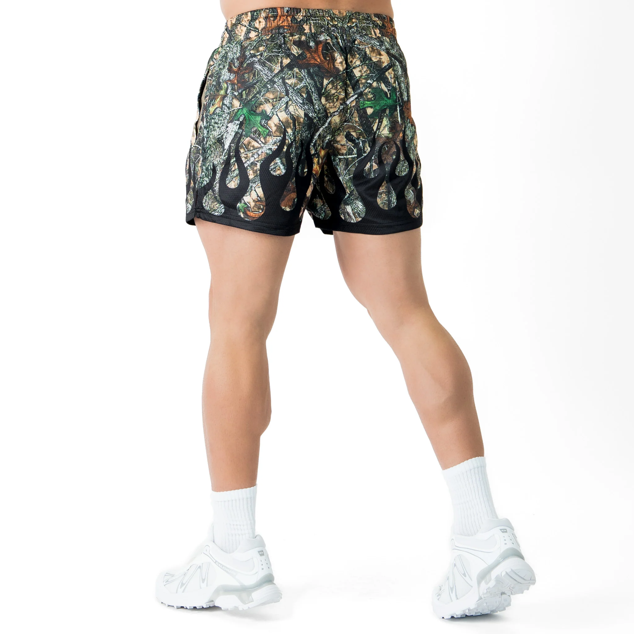 MUAY THAI SHORTS (MID THIGH CUT) WILDFIRE - BLACK - Image 4
