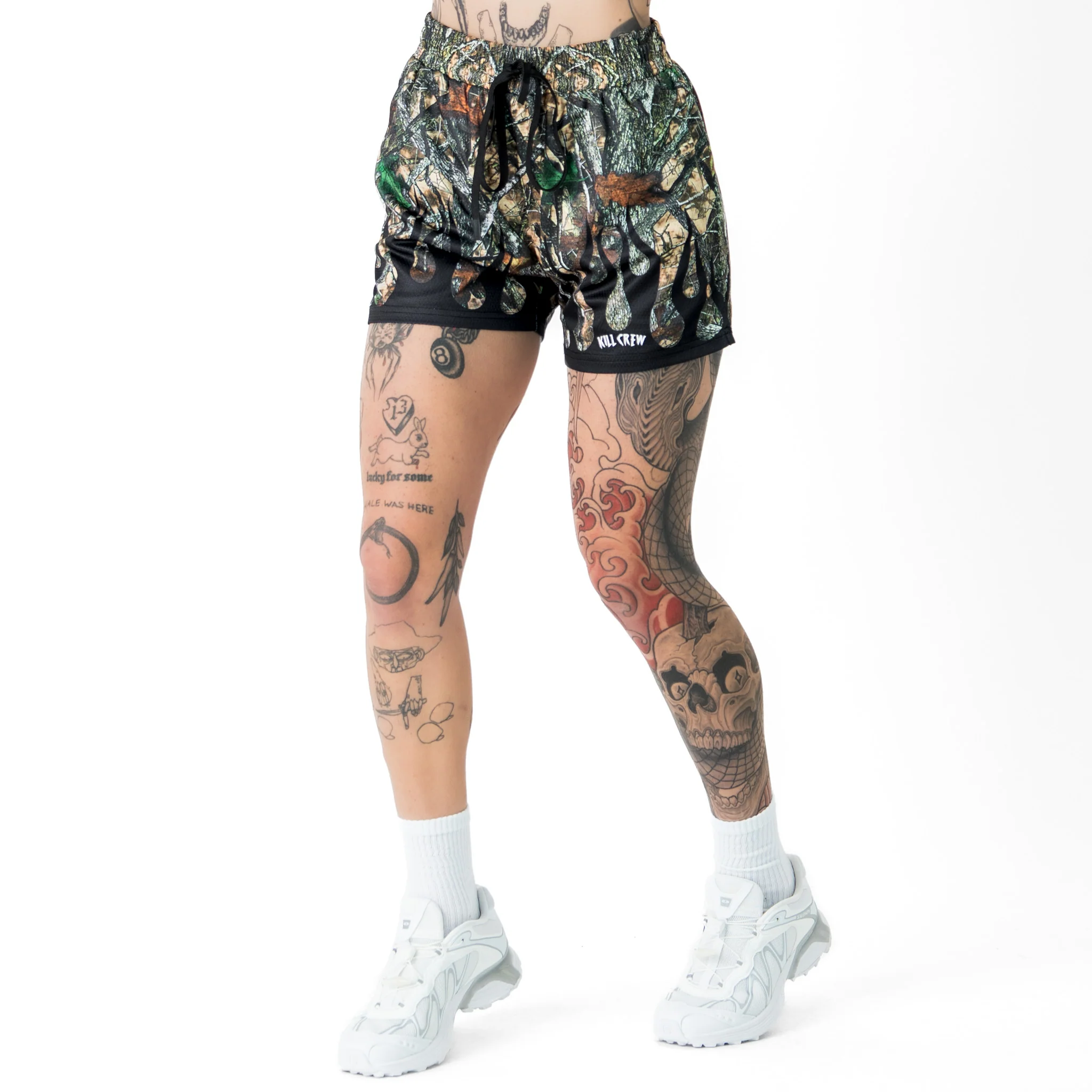 MUAY THAI SHORTS (MID THIGH CUT) WILDFIRE - BLACK - Image 5