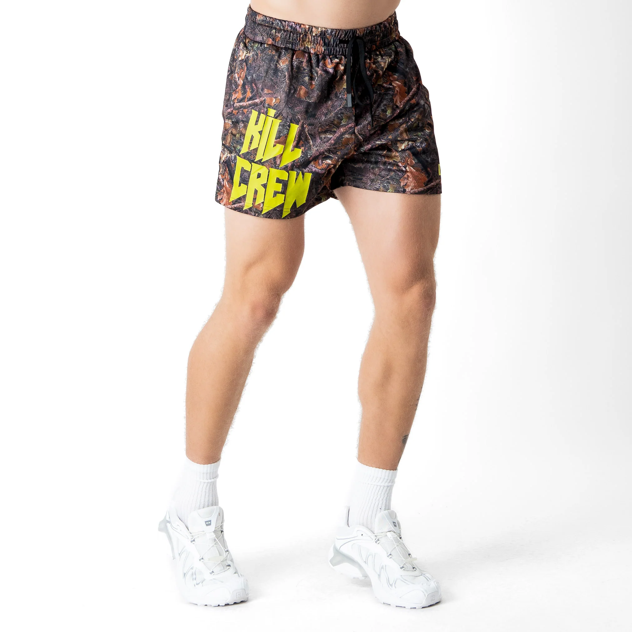 MUAY THAI SHORTS (MID THIGH CUT) - CAMO / GREEN - Image 3