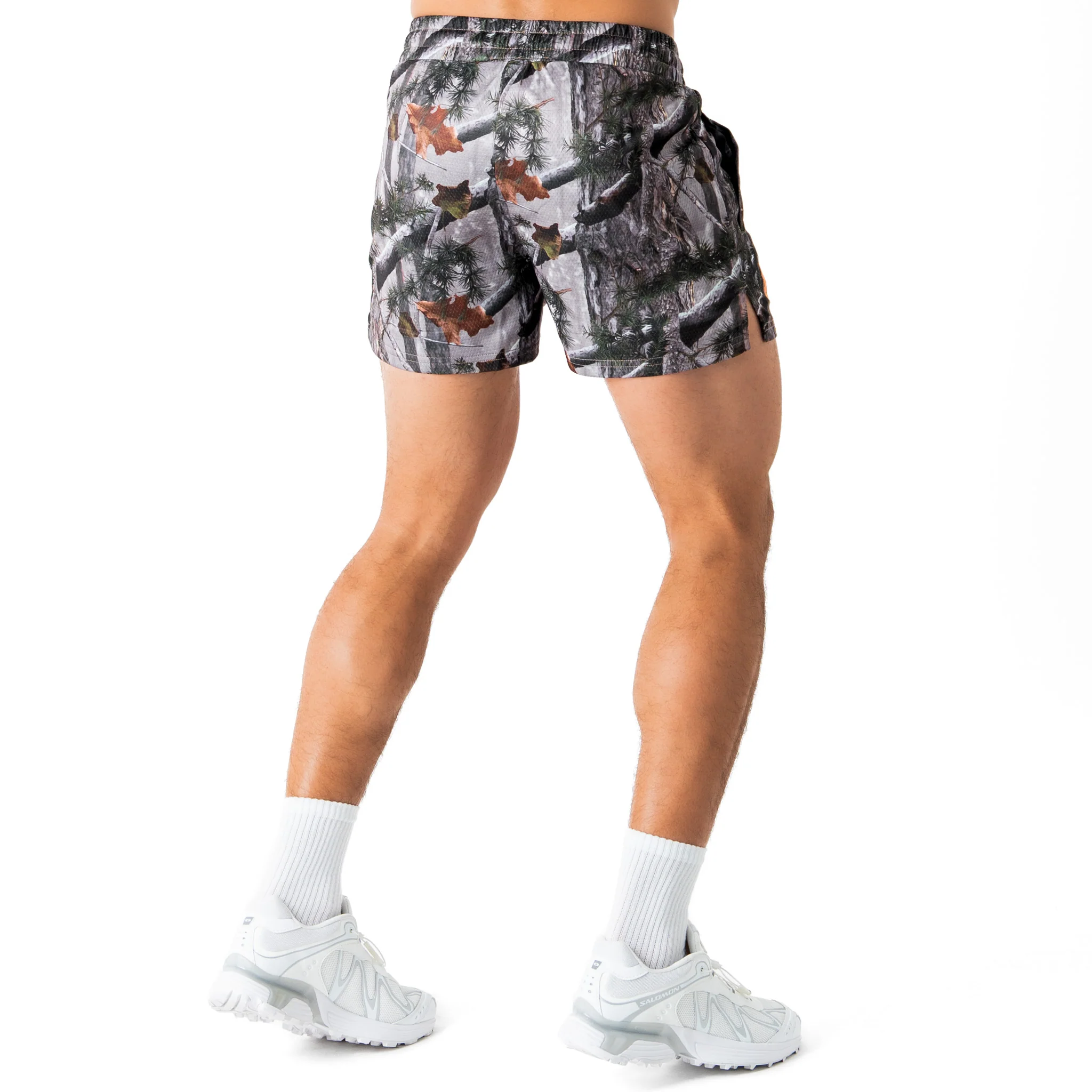 MUAY THAI SHORTS (MID THIGH CUT) - CAMO / ORANGE - Image 4