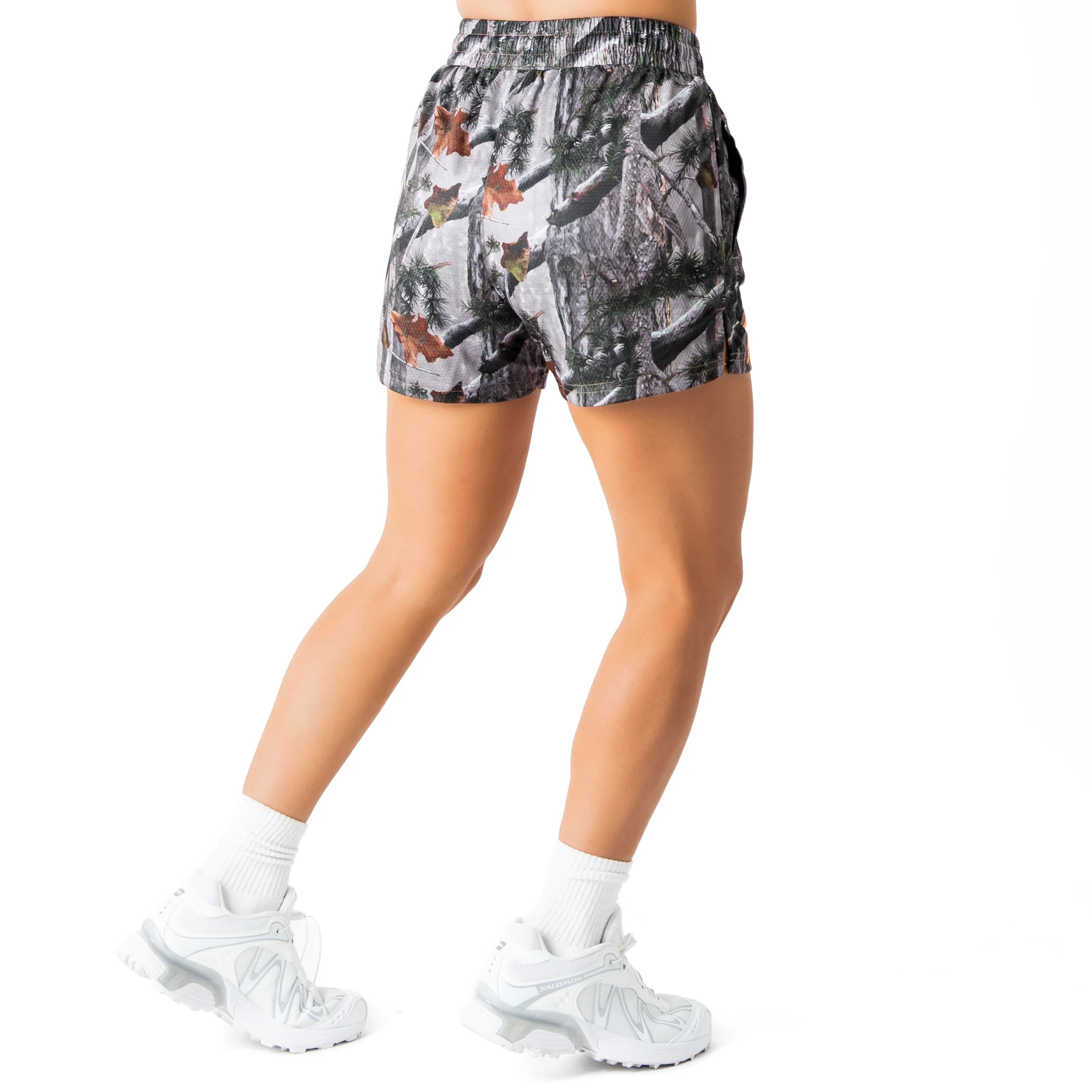 MUAY THAI SHORTS (MID THIGH CUT) - CAMO / ORANGE - Image 6