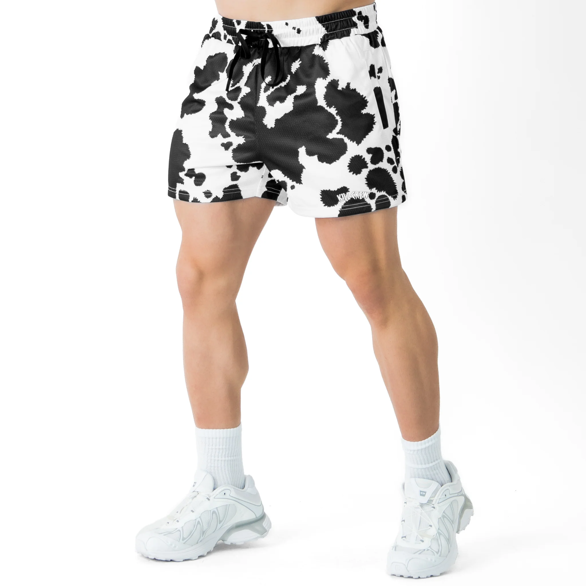 MOO THAI SHORTS (MID THIGH CUT) - BLACK COW - Image 3