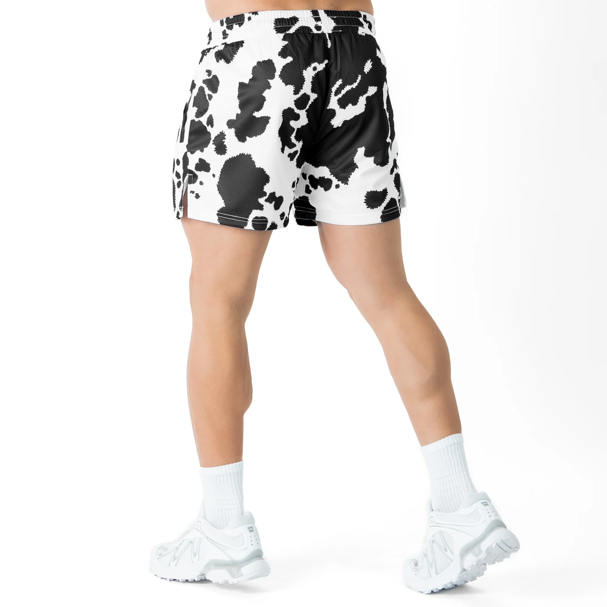 MOO THAI SHORTS (MID THIGH CUT) - BLACK COW - Image 4