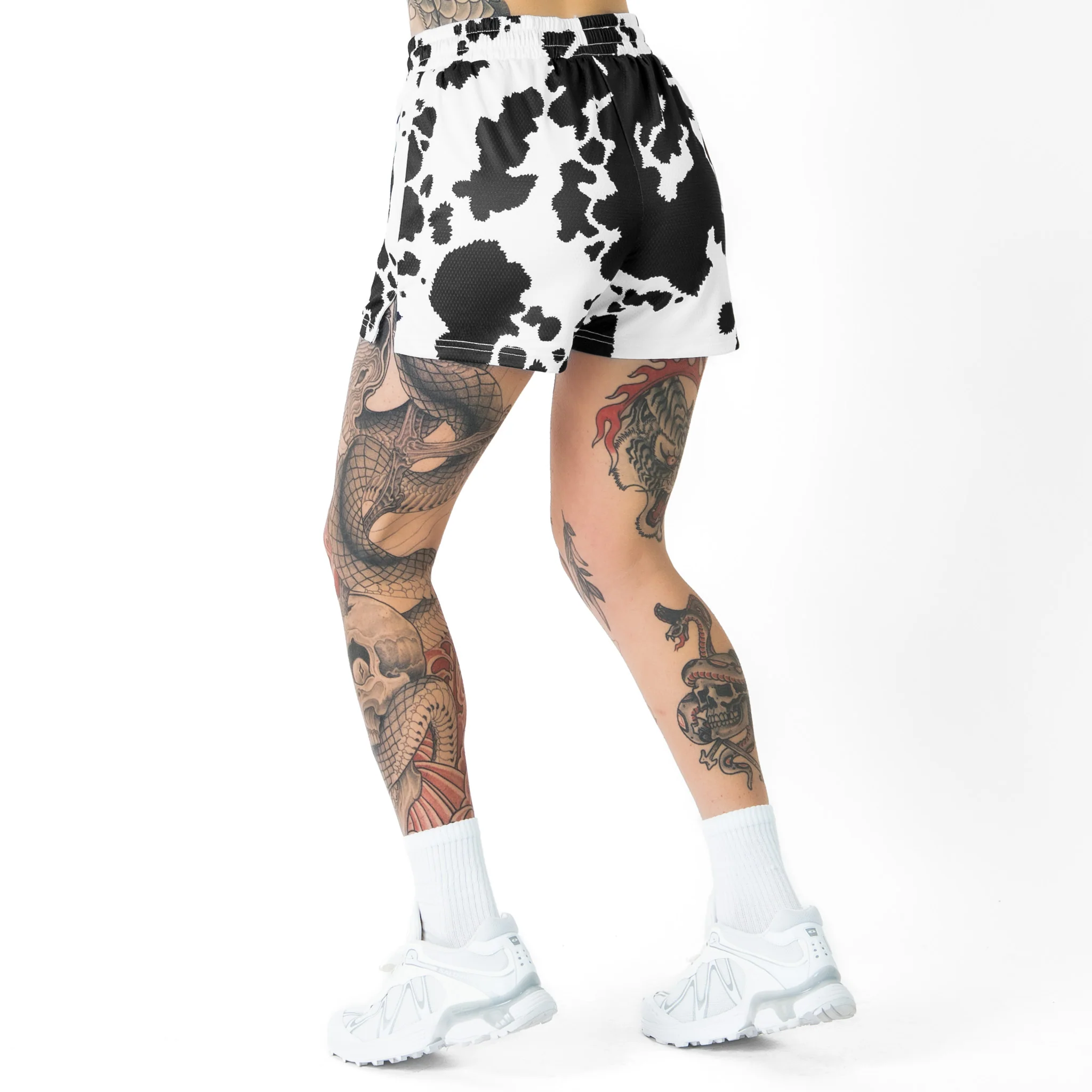 MOO THAI SHORTS (MID THIGH CUT) - BLACK COW - Image 6