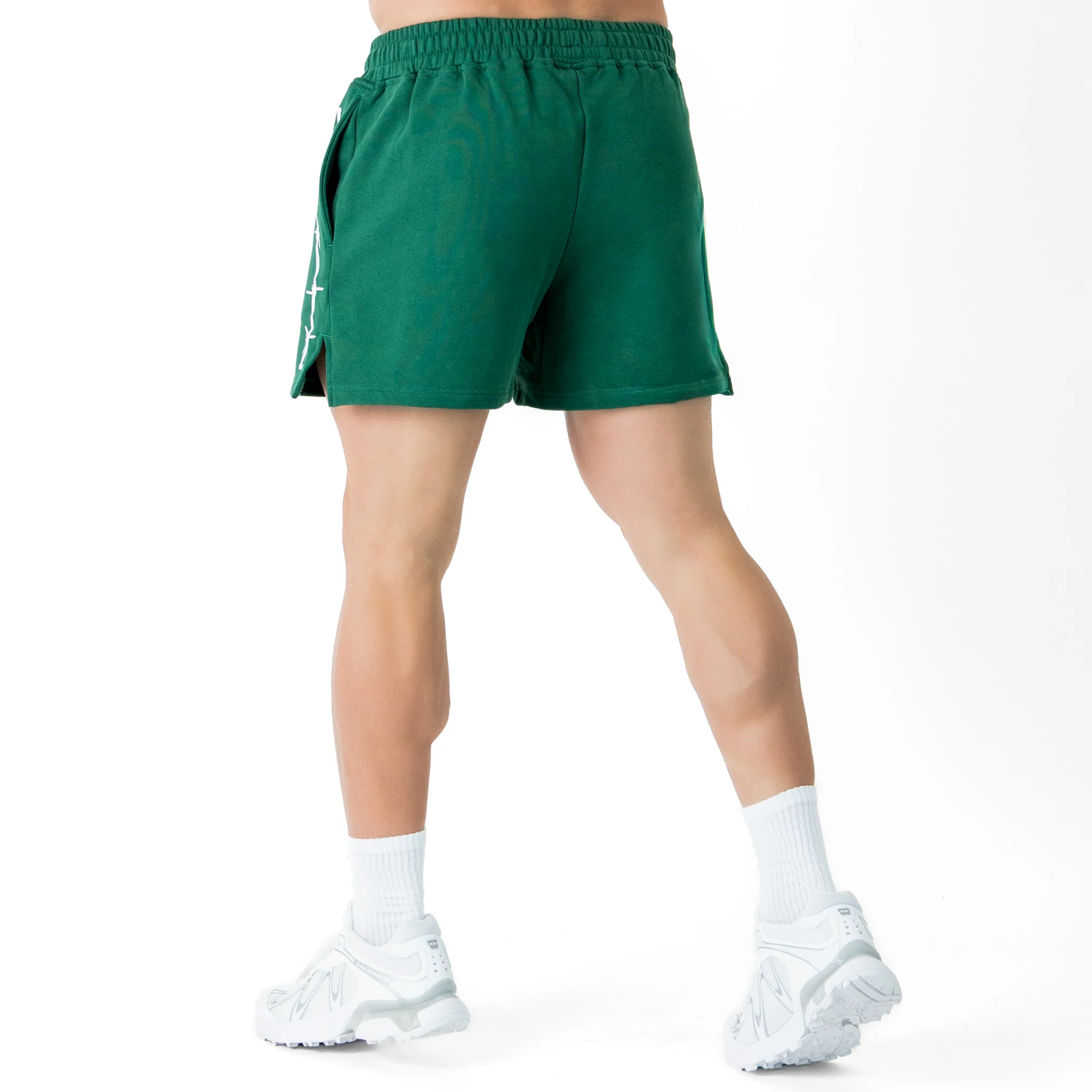 COTTON SHORTS (MID THIGH CUT) BARBWIRE - GREEN / WHITE - Image 4