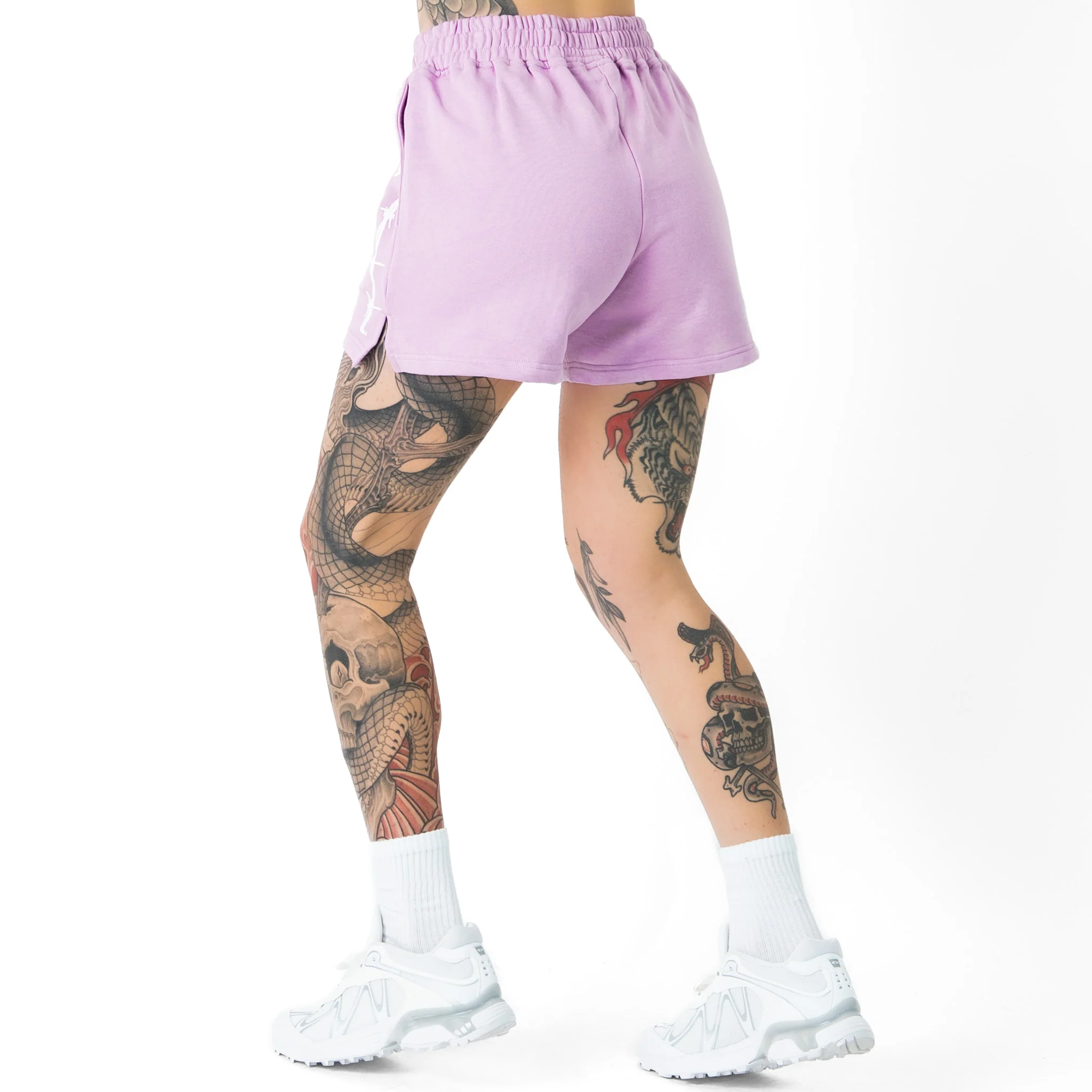 COTTON SHORTS (MID THIGH CUT) BARBWIRE - PINK / WHITE - Image 6