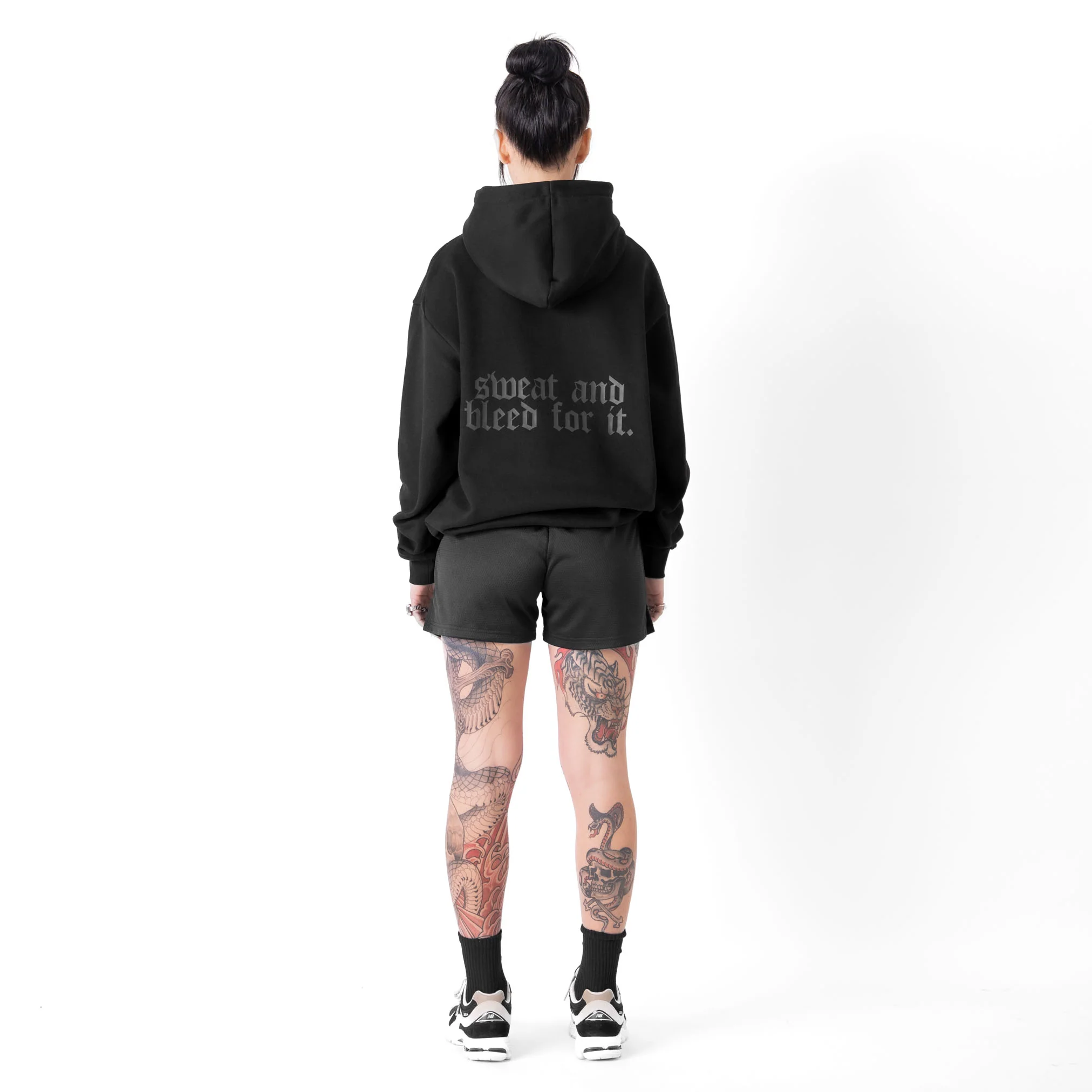 OVERSIZED LUX HOODIE "SWEAT & BLEED" - BLACKOUT - Image 3