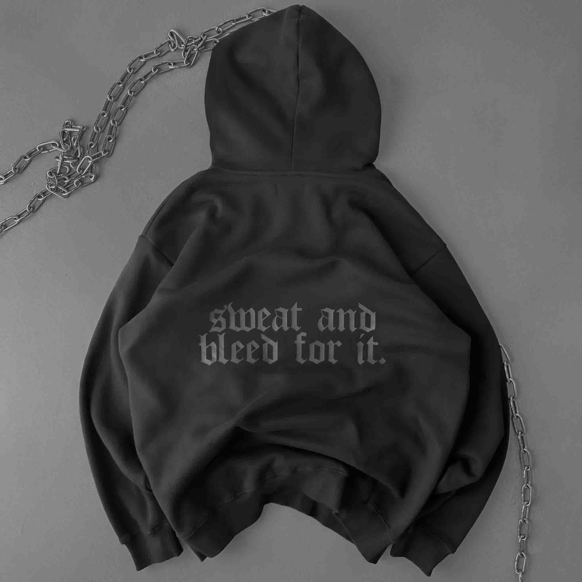 OVERSIZED LUX HOODIE "SWEAT & BLEED" - BLACKOUT - Image 5