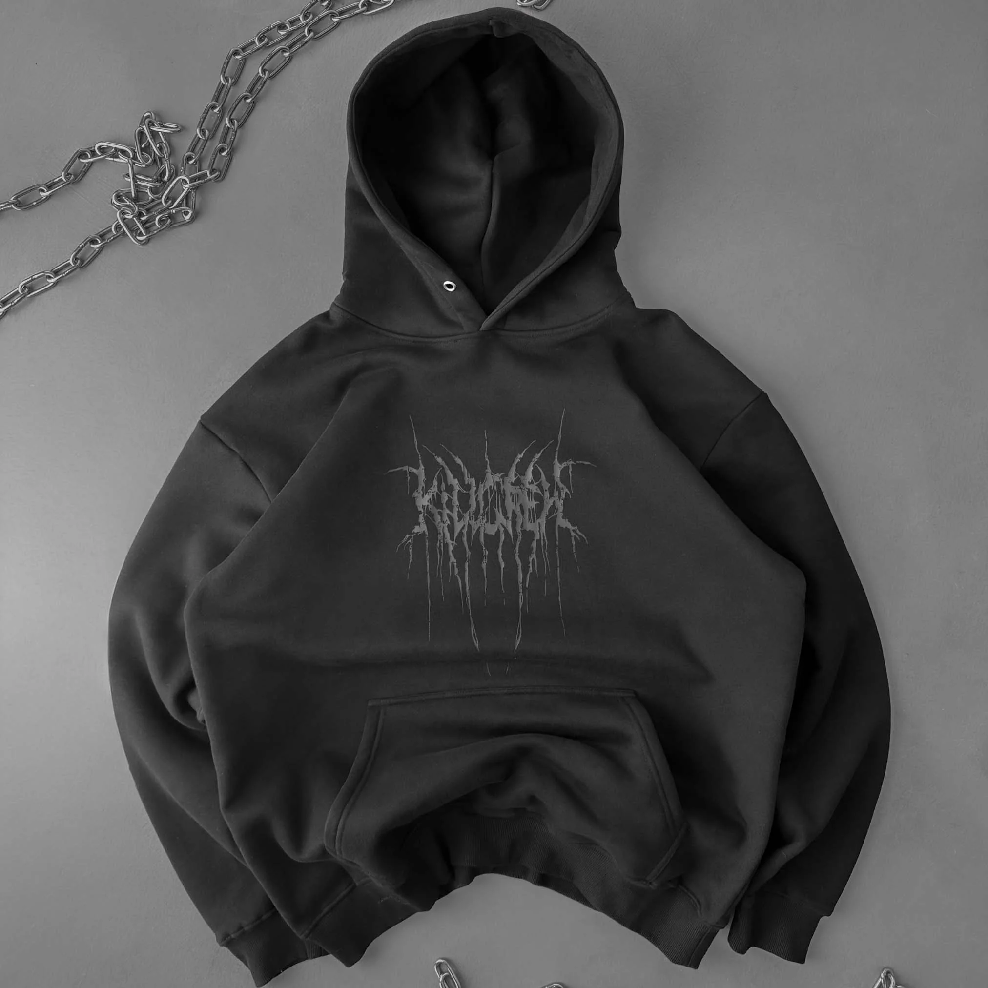 OVERSIZED LUX HOODIE "SWEAT & BLEED" - BLACKOUT - Image 6