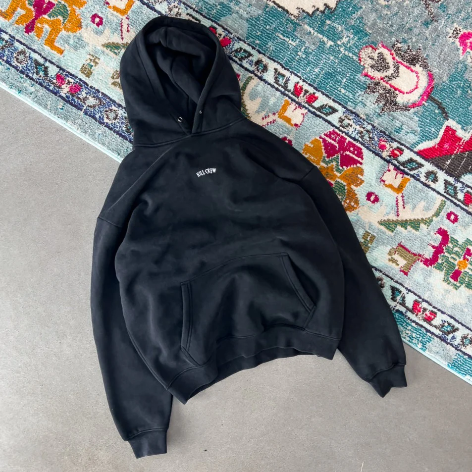 OVERSIZED LUX "SIMPLE" HOODIE - BLACK - Image 3