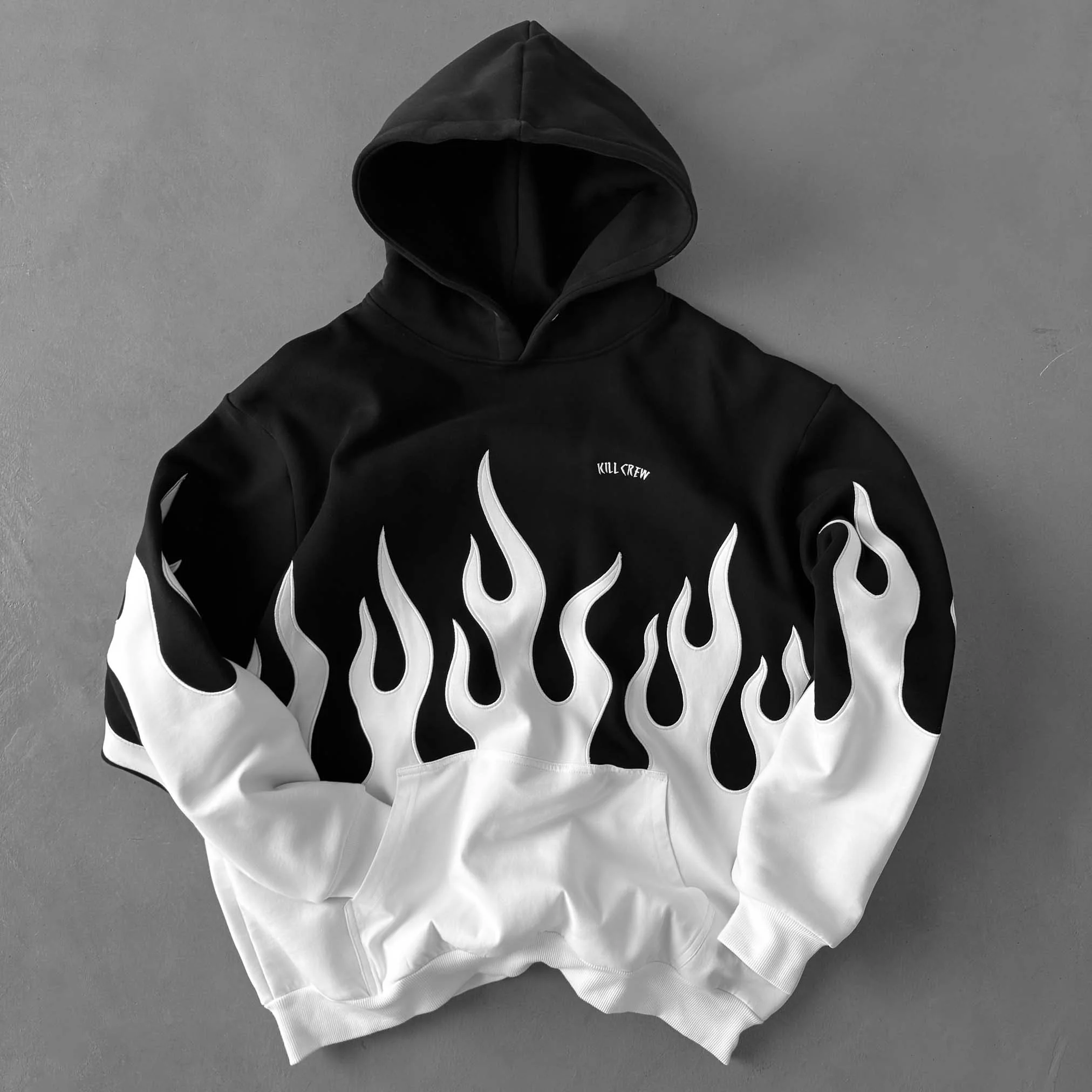 OVERSIZED PREMIUM HEATER HOODIE - BLACK / WHITE - Image 5