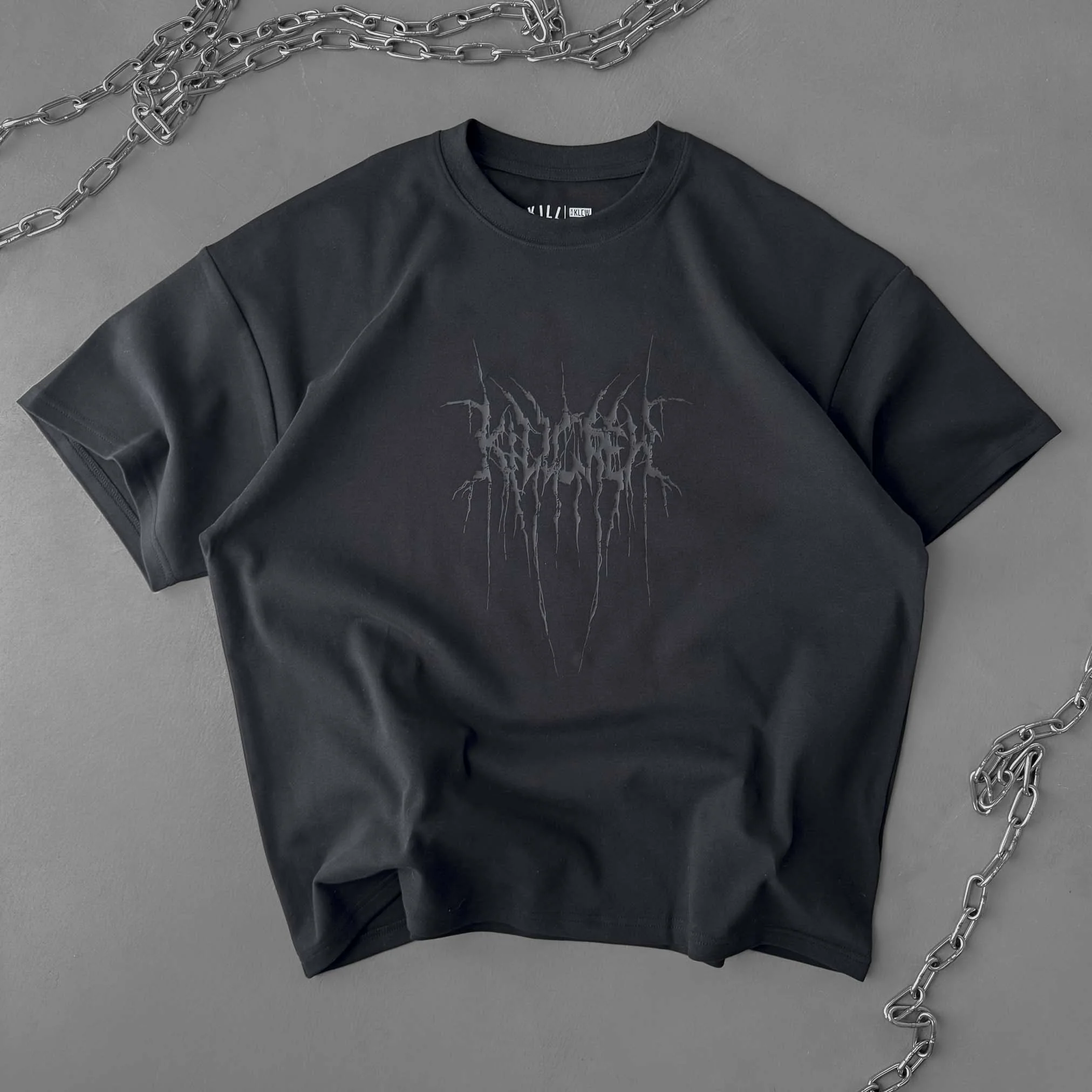 RELAXED FIT NATURAL COTTON "SWEAT & BLEED" T-SHIRT - BLACKOUT - Image 6