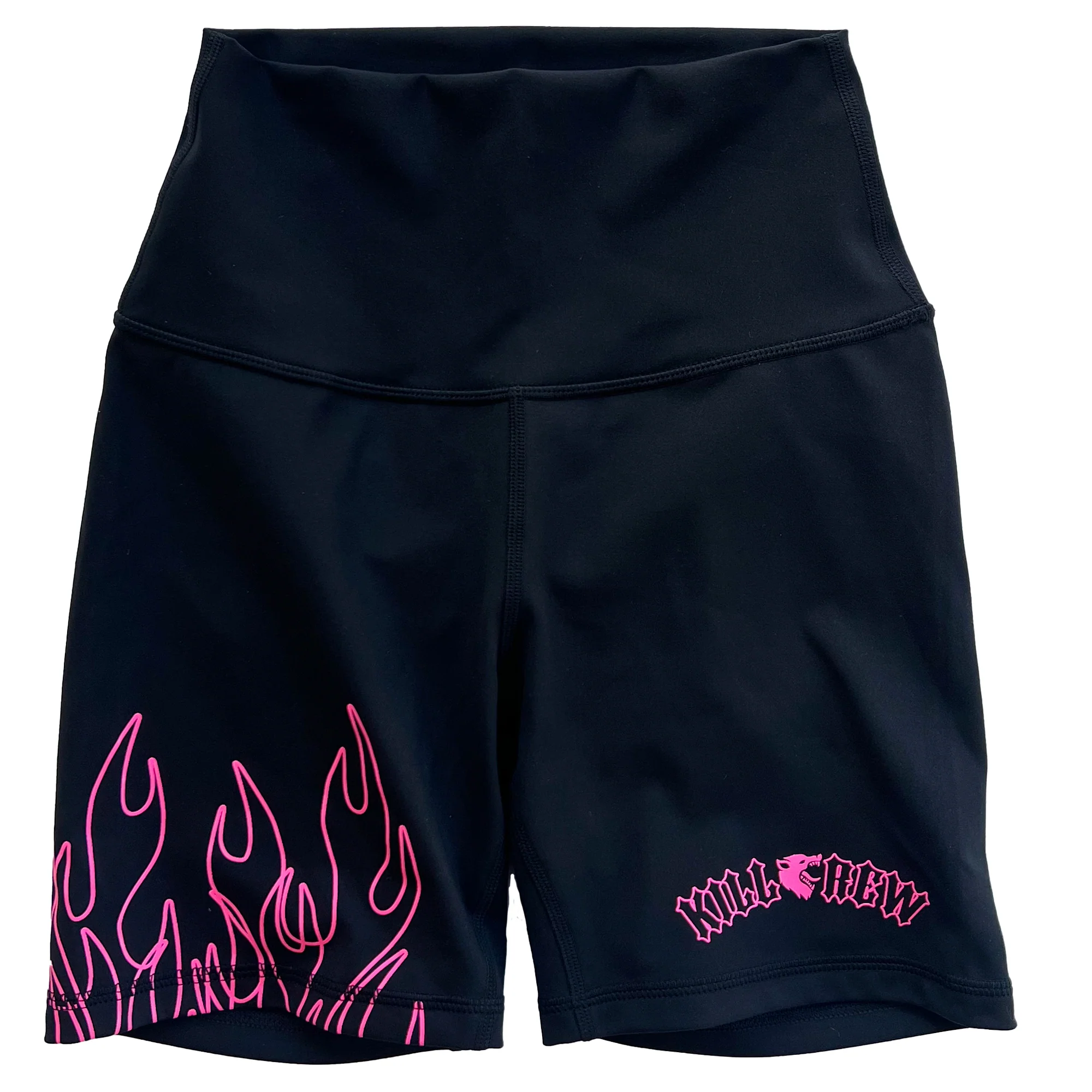 SCRUNCH FLAMES BIKER SHORTS - BLACK / PINK - Image 3