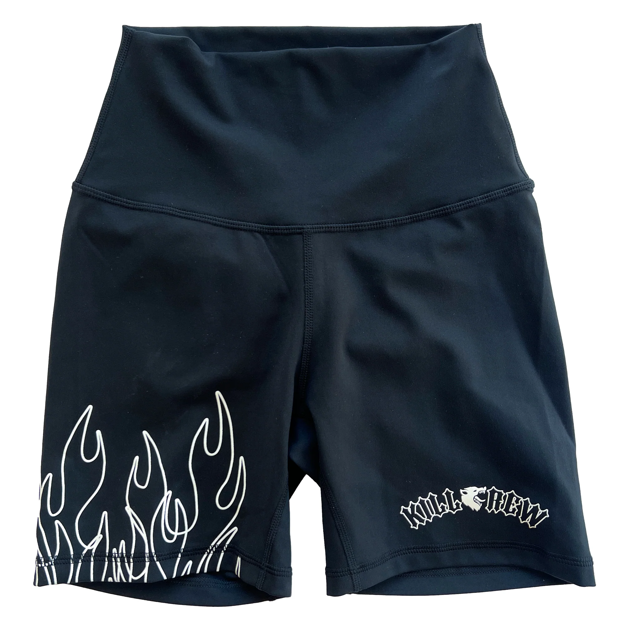 SCRUNCH FLAMES BIKER SHORTS - BLACK / WHITE - Image 3