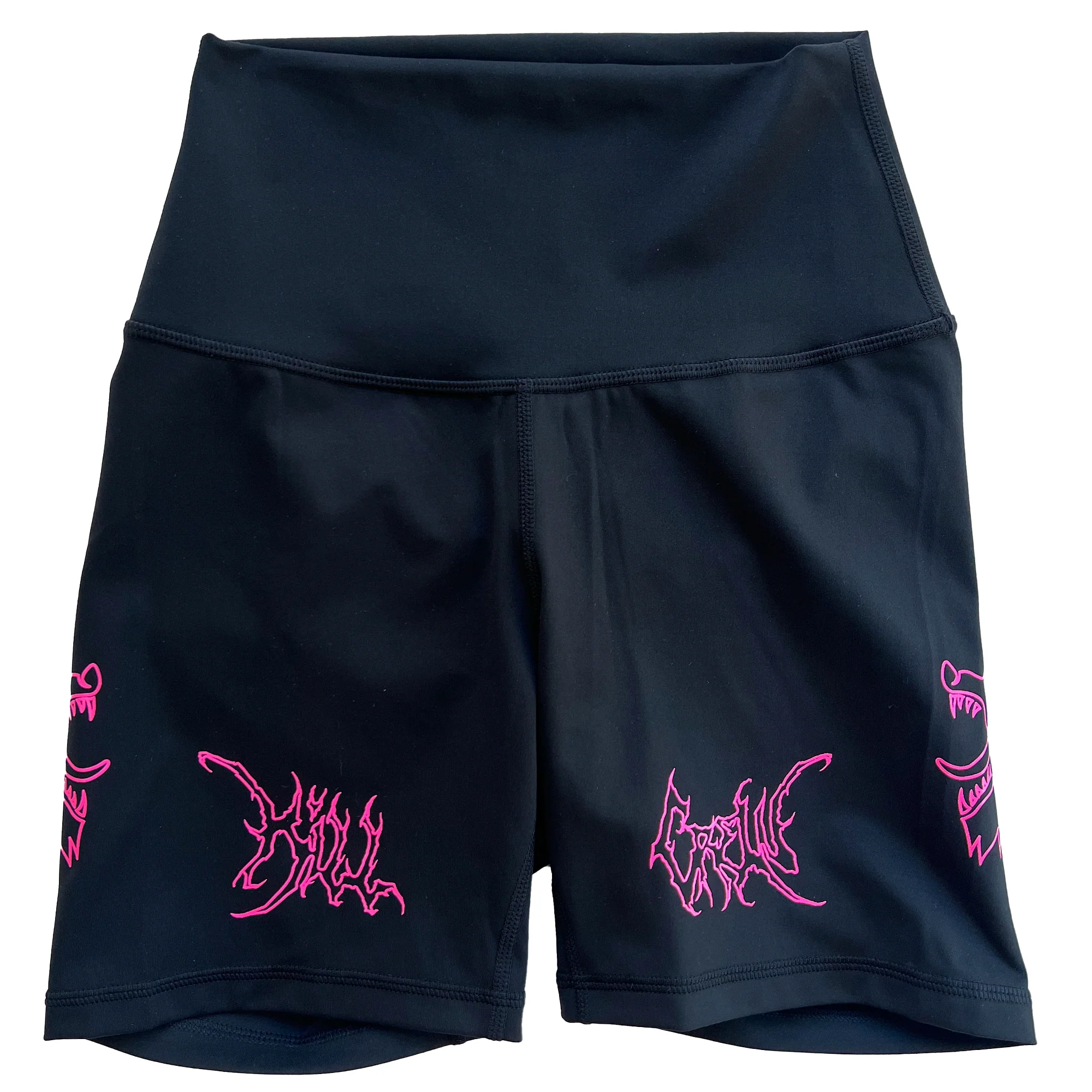 SCRUNCH WOLF BIKER SHORTS - BLACK / PINK - Image 3