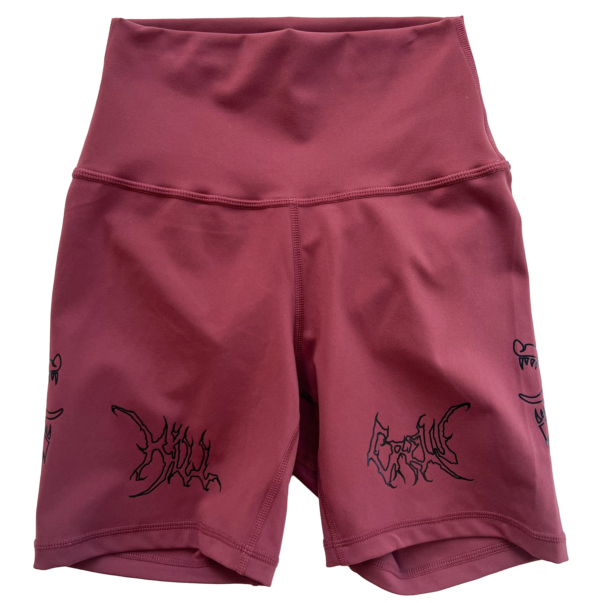 SCRUNCH WOLF BIKER SHORTS - MAROON / BLACK - Image 3