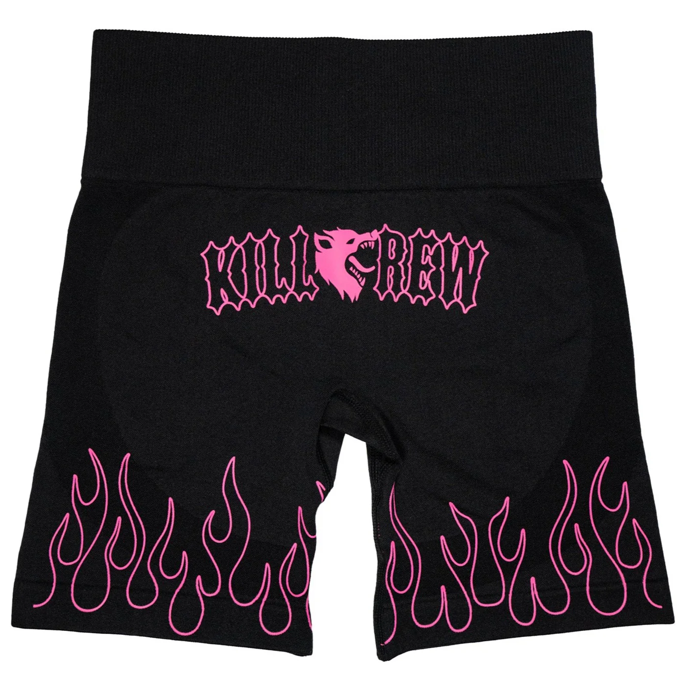 SEAMLESS FLAMES BIKER SHORTS - BLACK / PINK - Image 3