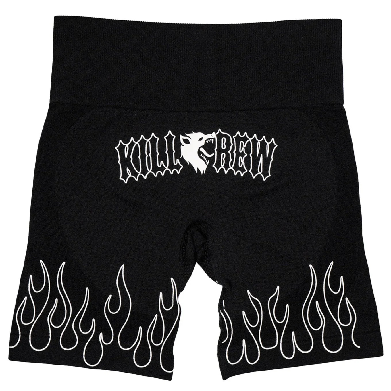 SEAMLESS FLAMES BIKER SHORTS - BLACK / WHITE - Image 3