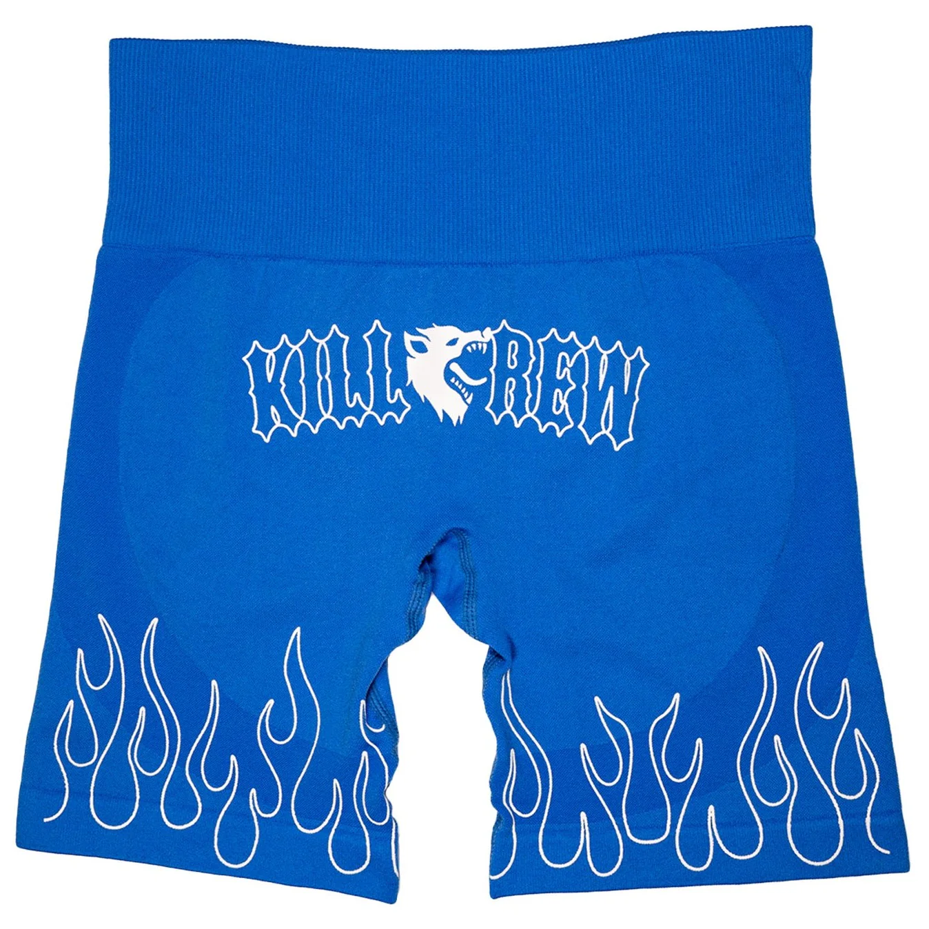 SEAMLESS FLAMES BIKER SHORTS - BLUE / WHITE - Image 3