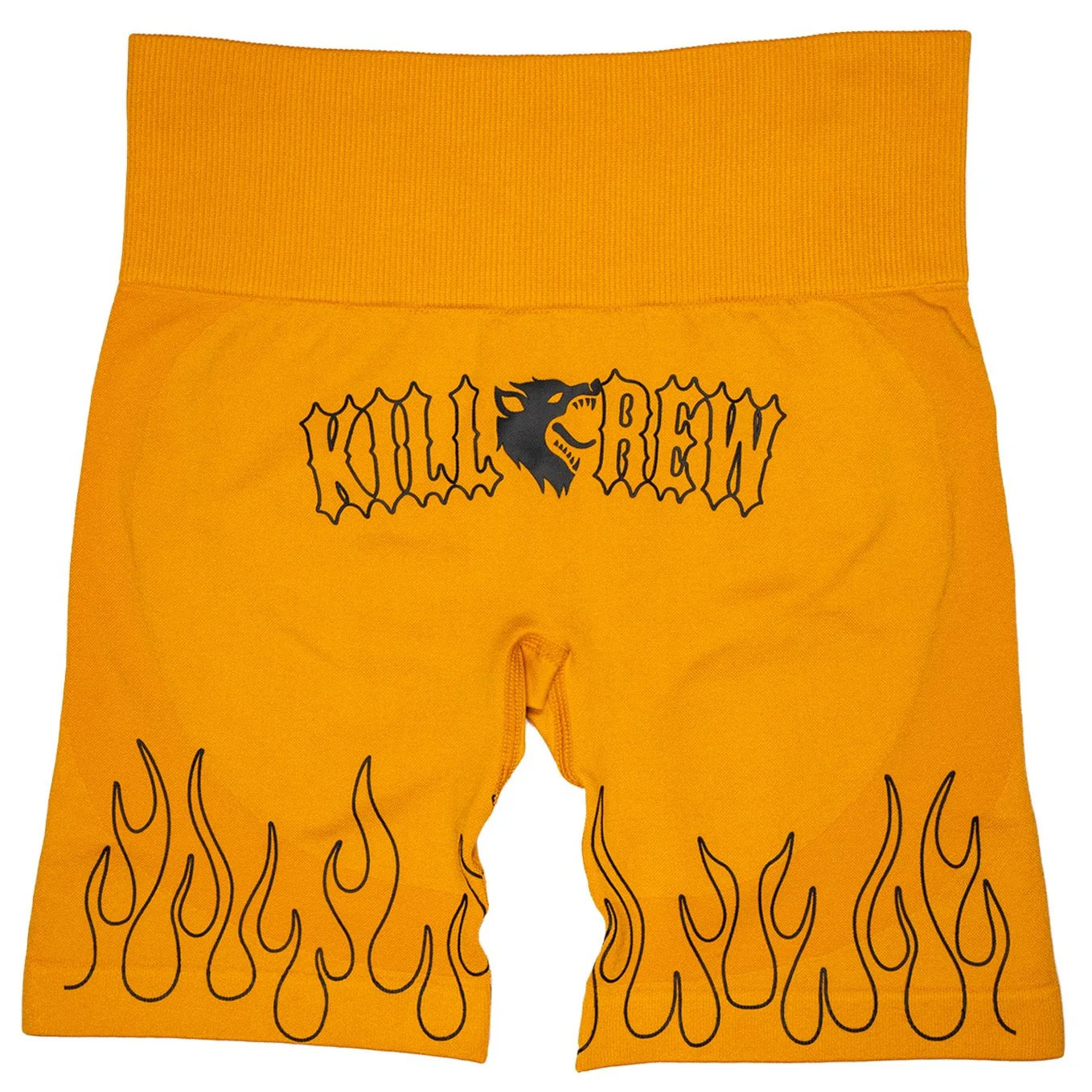 SEAMLESS FLAMES BIKER SHORTS - ORANGE / BLACK - Image 3