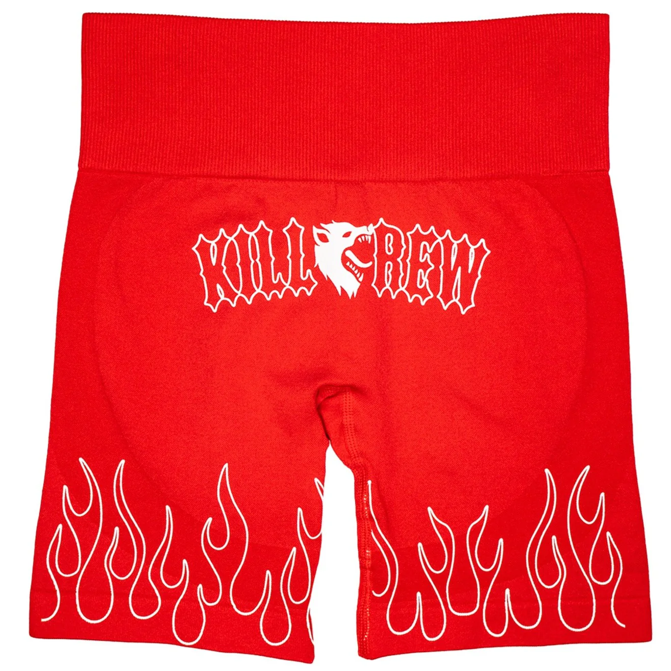 SEAMLESS FLAMES BIKER SHORTS - RED / WHITE - Image 3