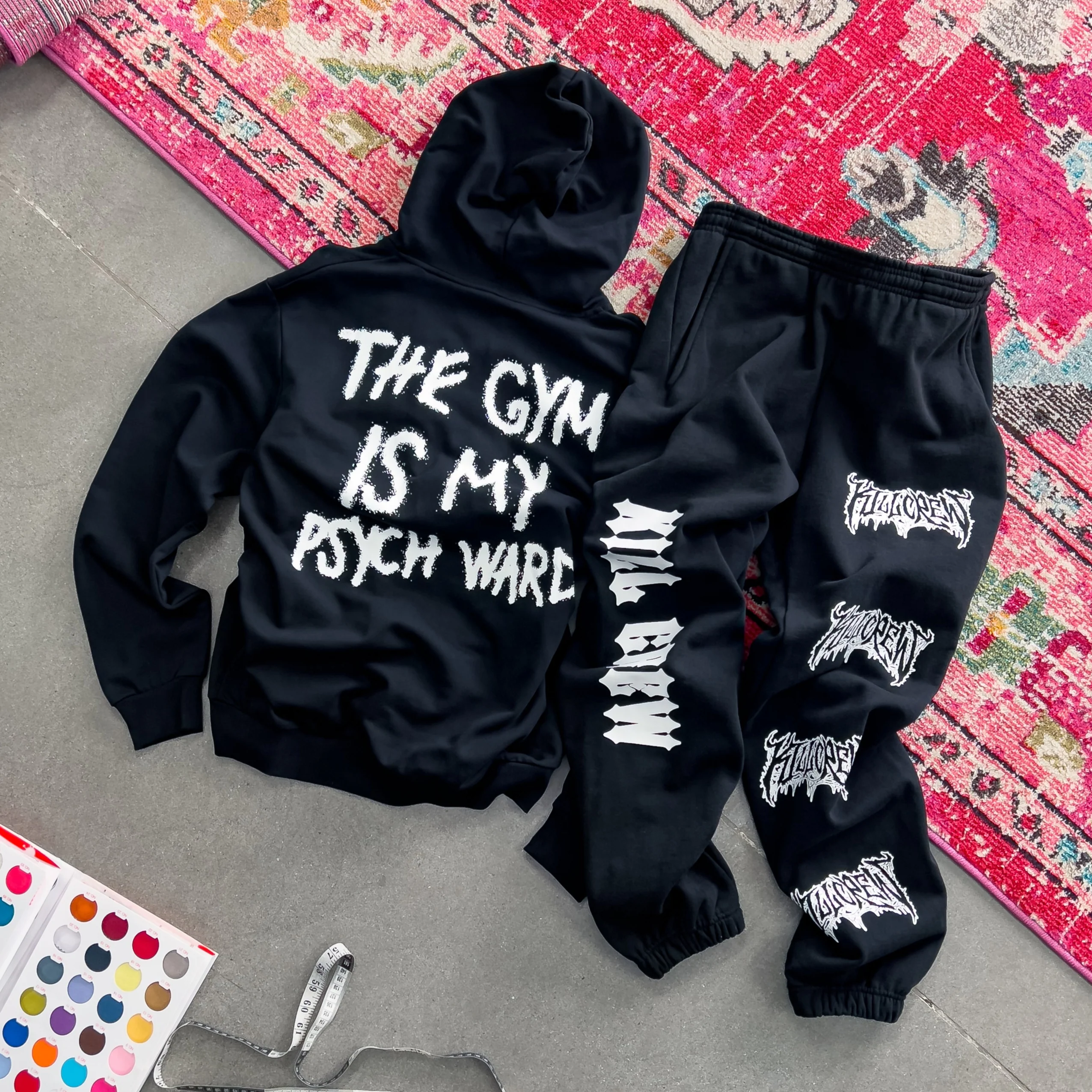 THE GYM IS MY PSYCH WARD HOODIE - BLACK / WHITE - Image 3