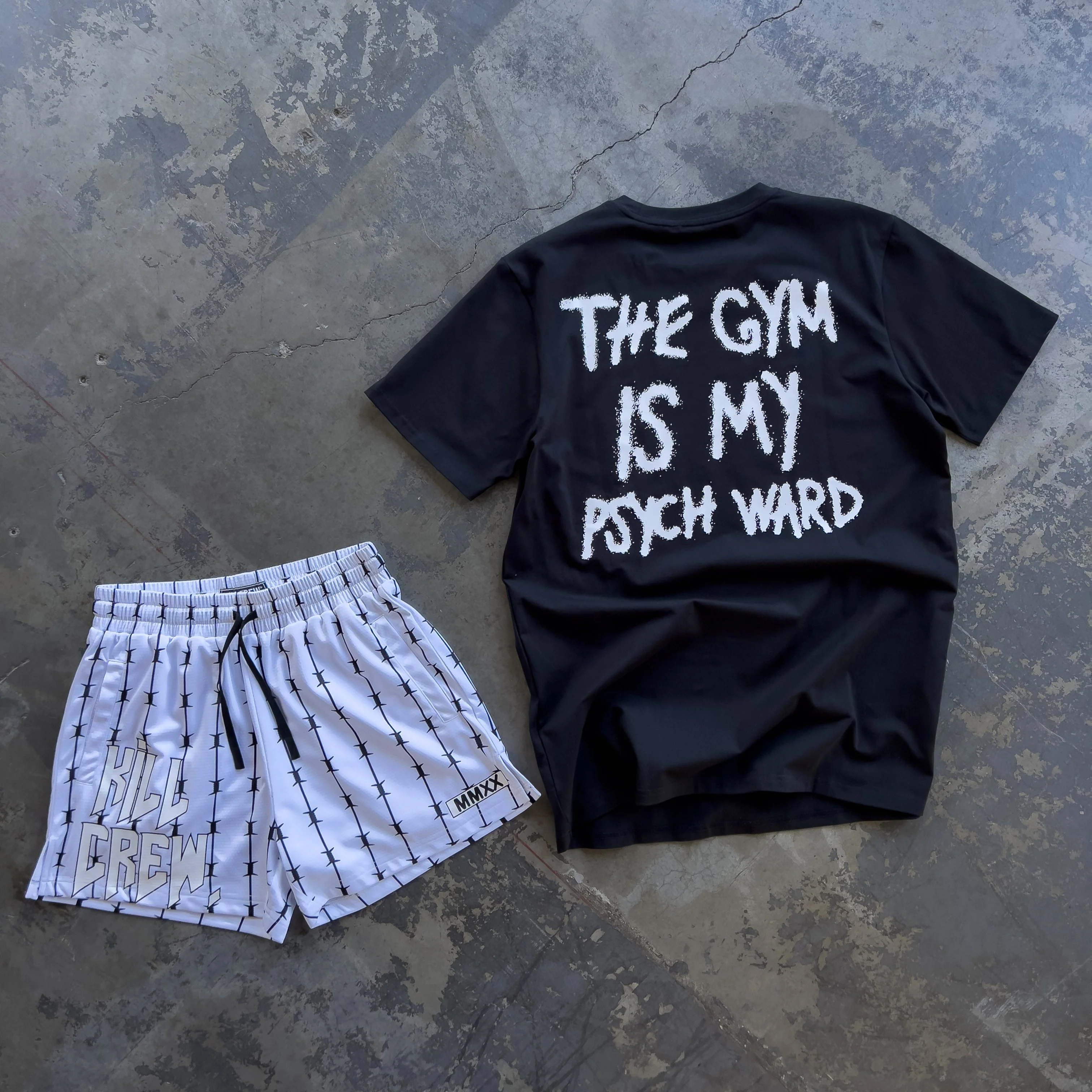 THE GYM IS MY PSYCH WARD T-SHIRT - BLACK / WHITE - Image 3