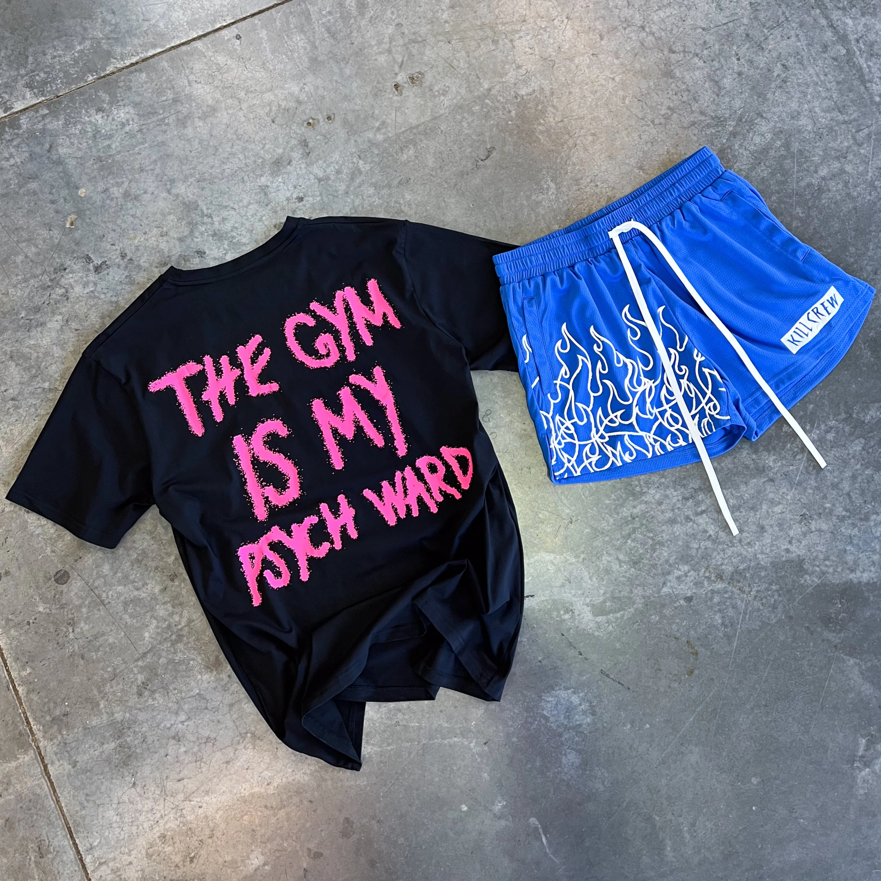 THE GYM IS MY PSYCH WARD T-SHIRT - PINK / BLACK - Image 6